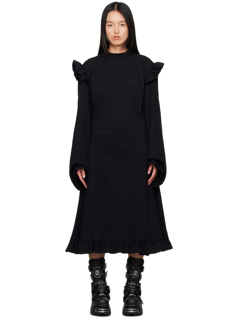 Black Ruffle Midi Dress - 1