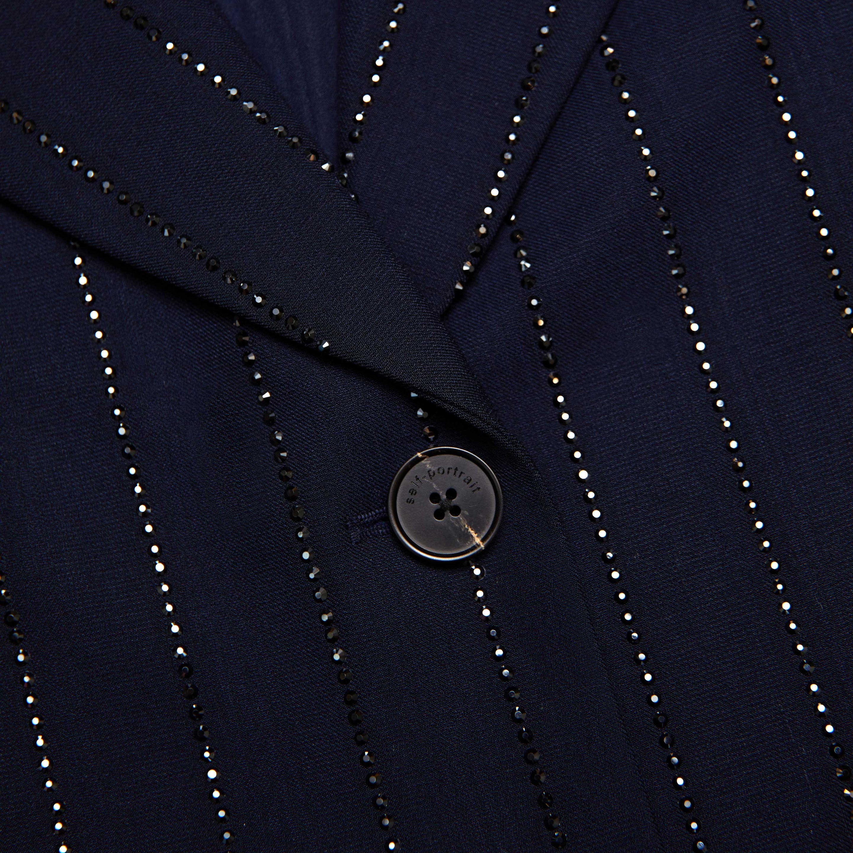 Navy Rhinestone Pinstripe Blazer - 5