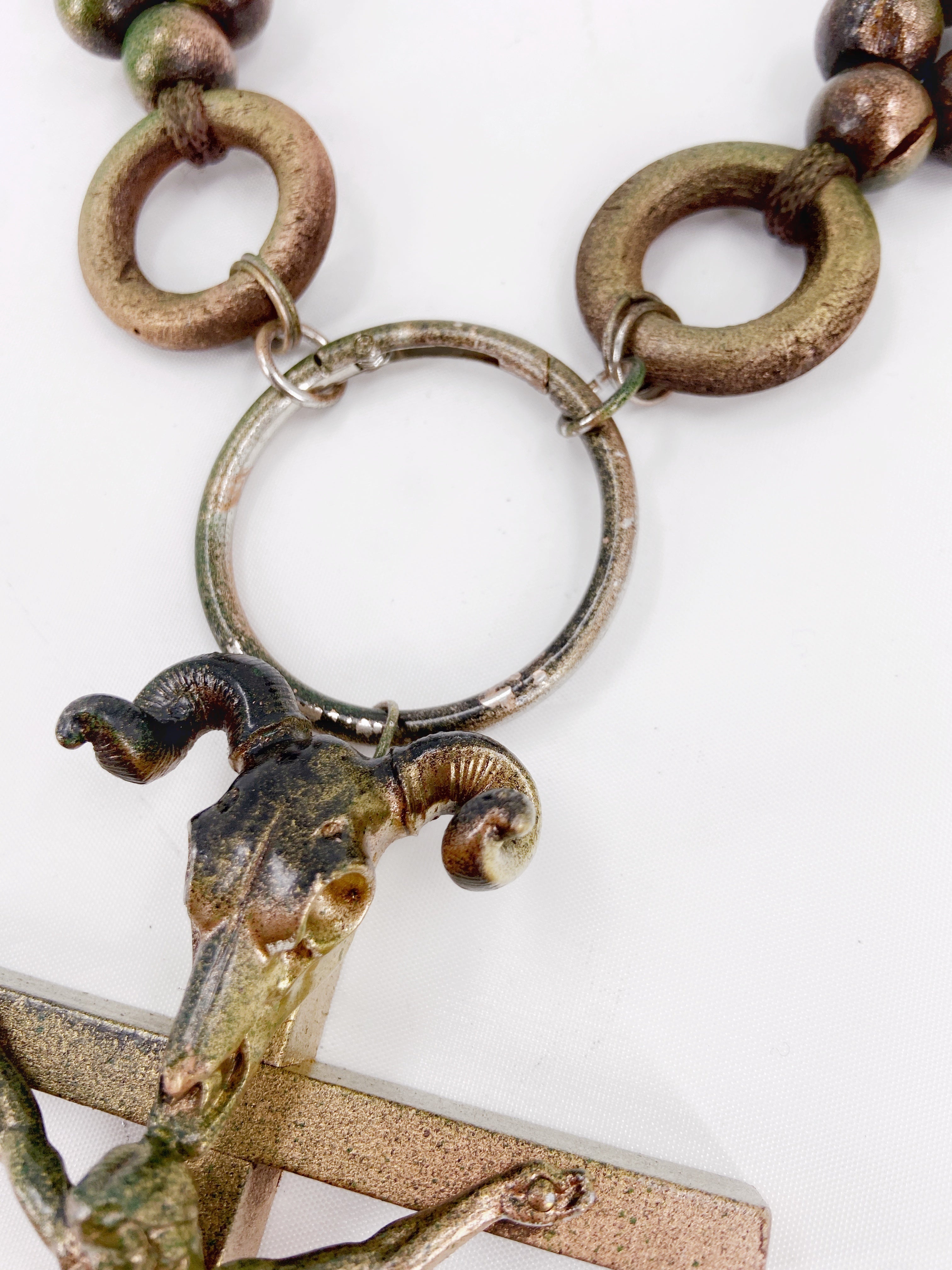 Jean Paul Gaultier 90S Sample 1/1 XXL Crucifix Cross Skull Giant Beaded Rings Necklace - 14