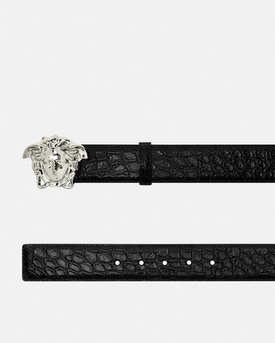 VERSACE La Medusa Croc-Effect Leather Belt outlook