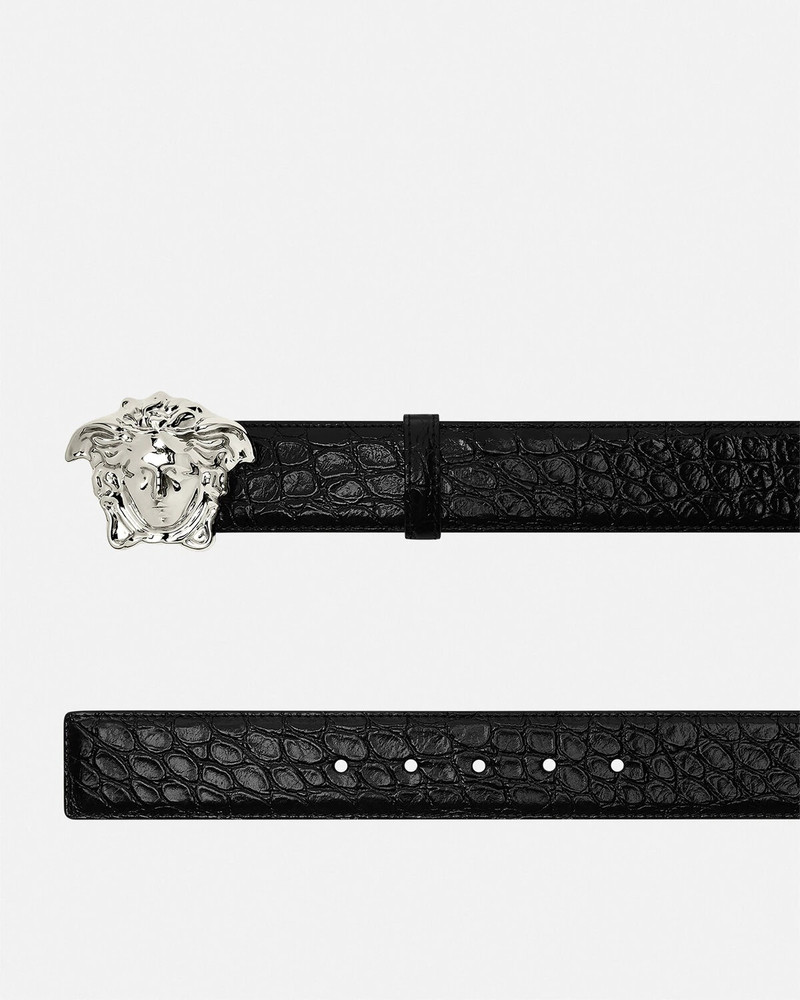 VERSACE La Medusa Croc-Effect Leather Belt outlook