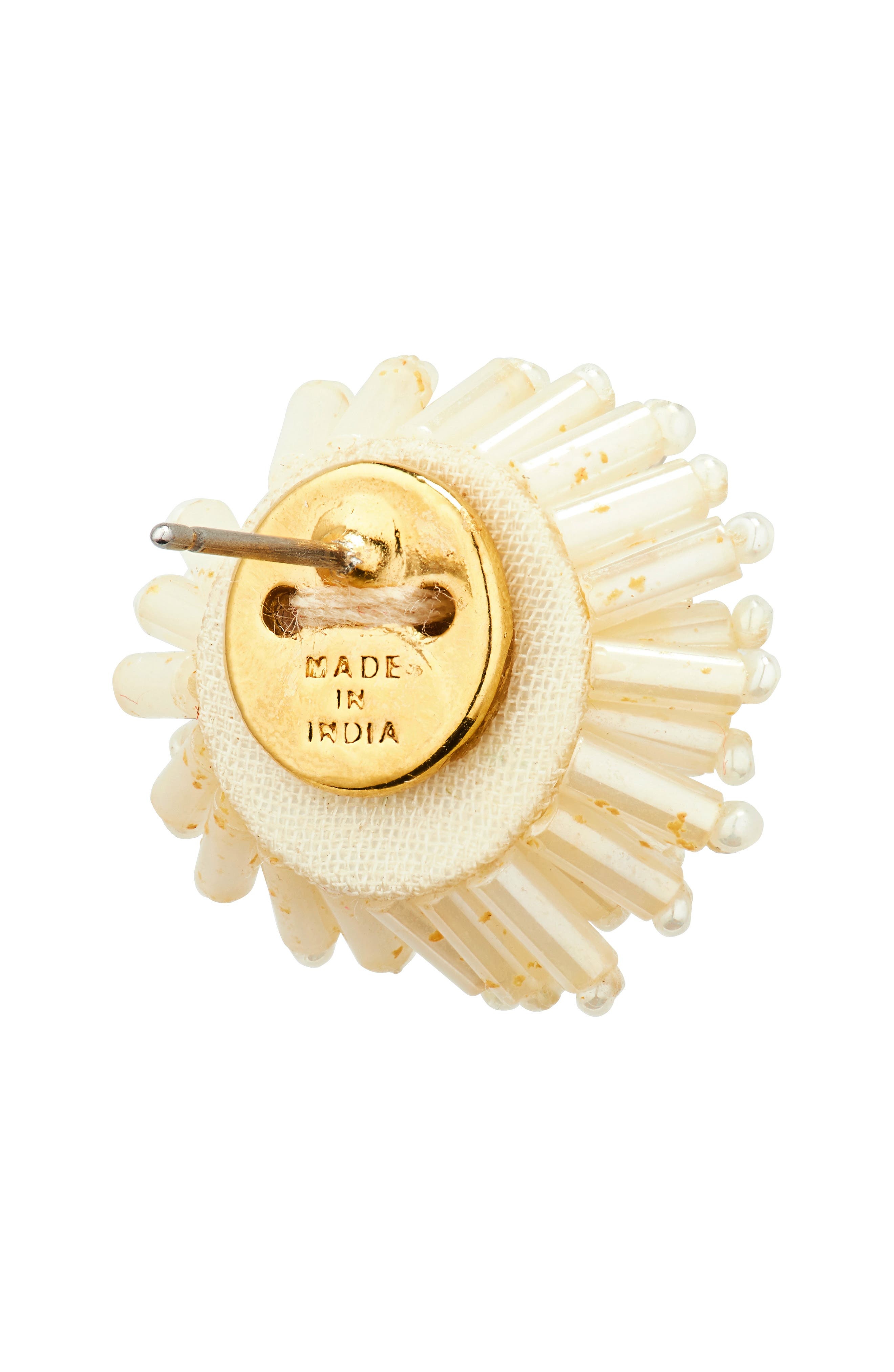 Oscar de la Renta Beaded Pompom Flower Earrings in Ivory at Nordstrom - 4