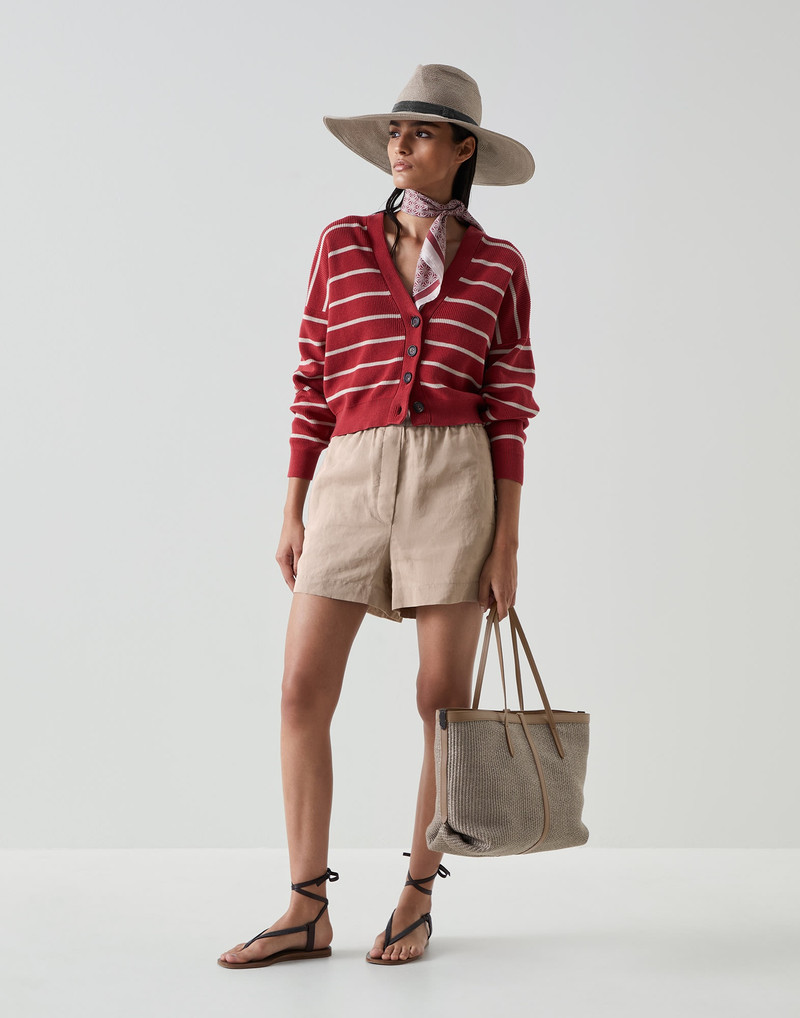 Striped cotton English rib cardigan 5