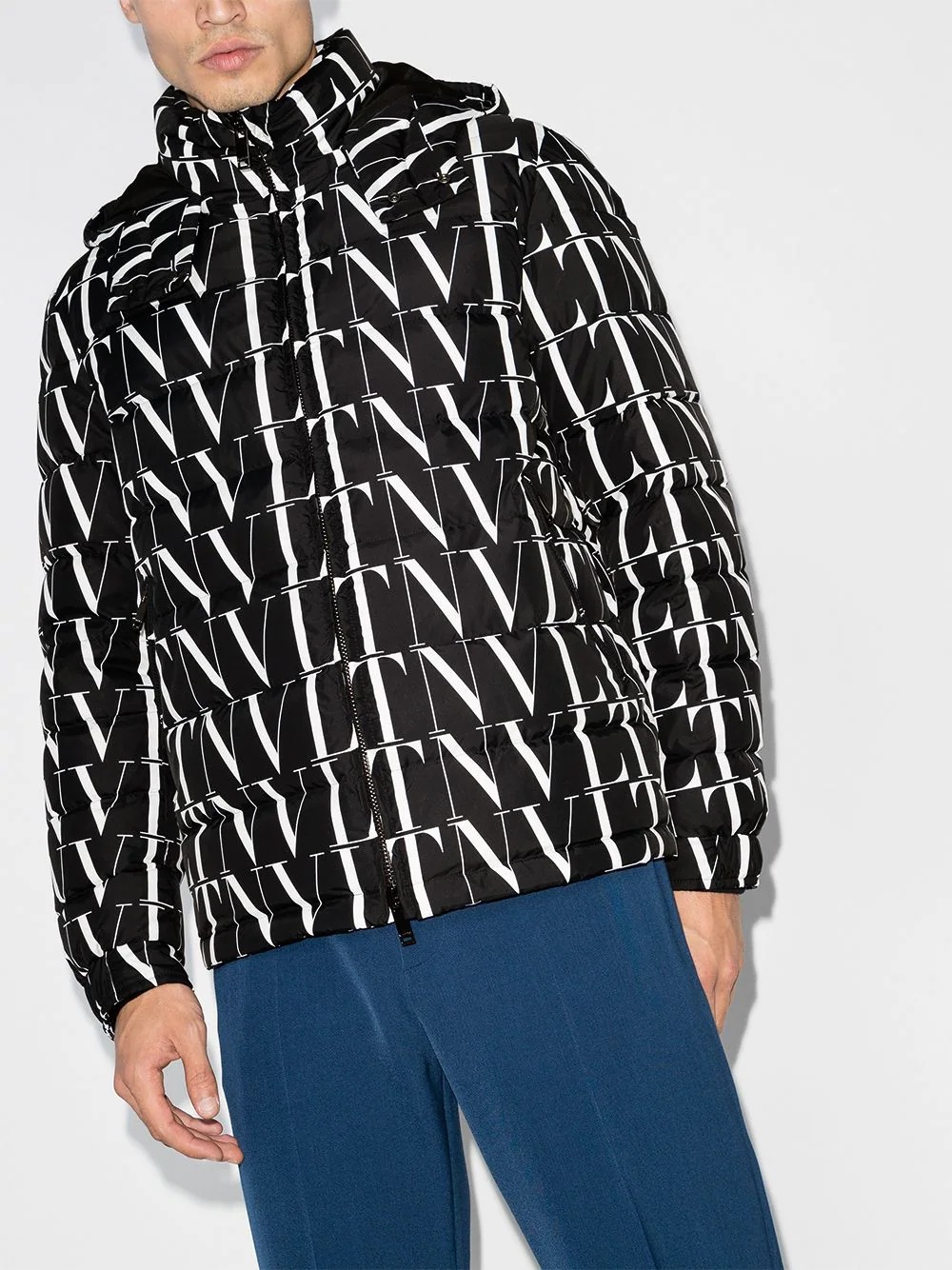 hooded logo-print down jacket - 2