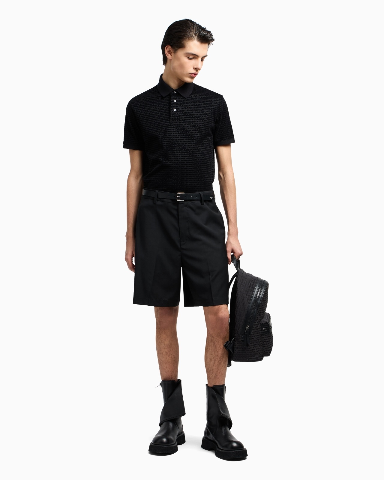 ASV LYOCELL-BLEND JERSEY POLO SHIRT WITH FLOCKED LETTERING ALL OVER - 4