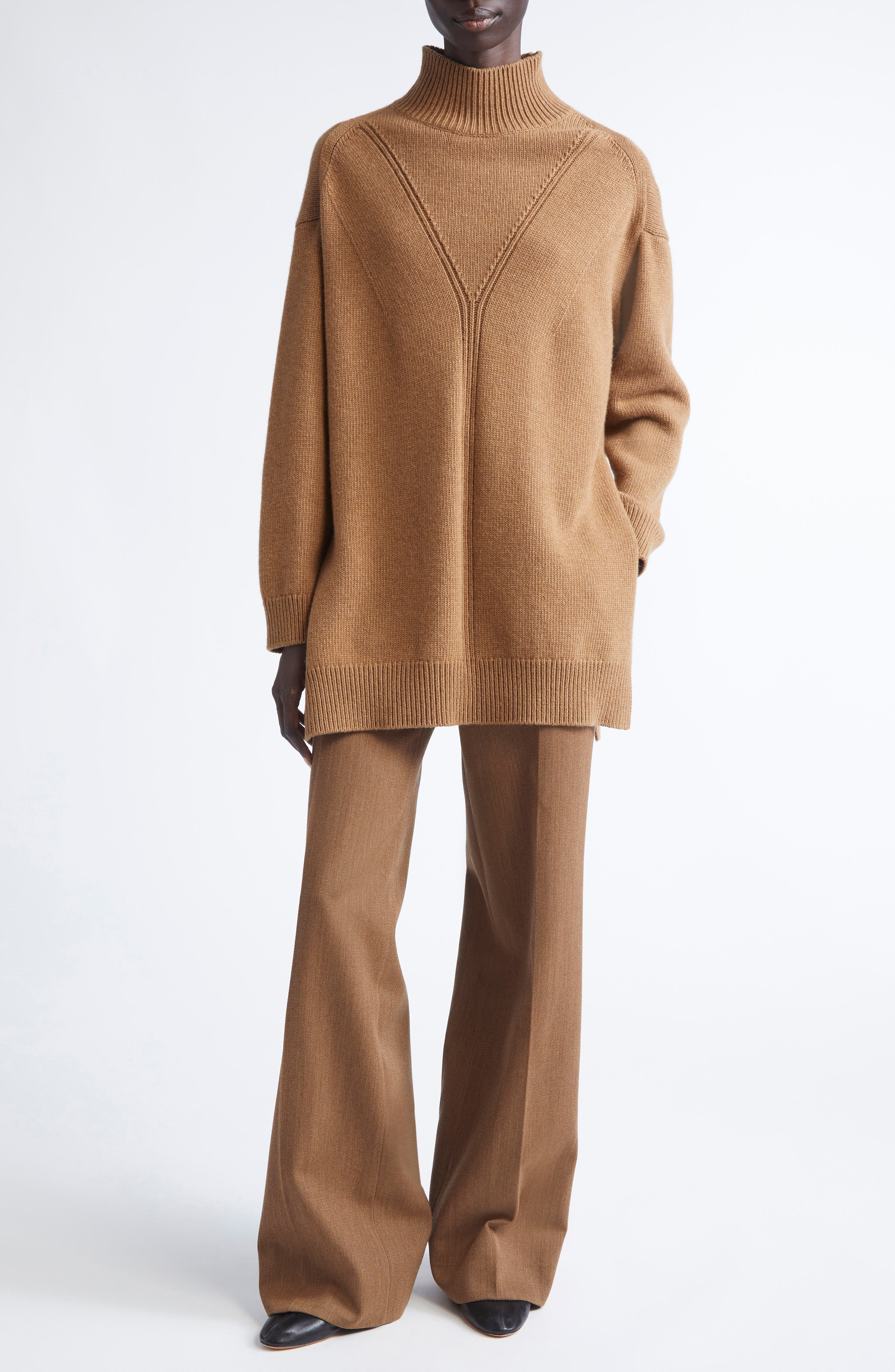 FFORME Loletta Boyfriend Wool & Cashmere Sweater in Camel Melange at Nordstrom - 2