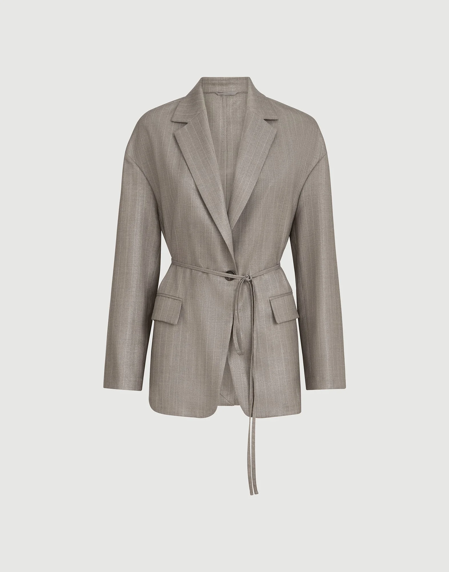 Sparkling virgin wool pinstripe blazer with monili - 1