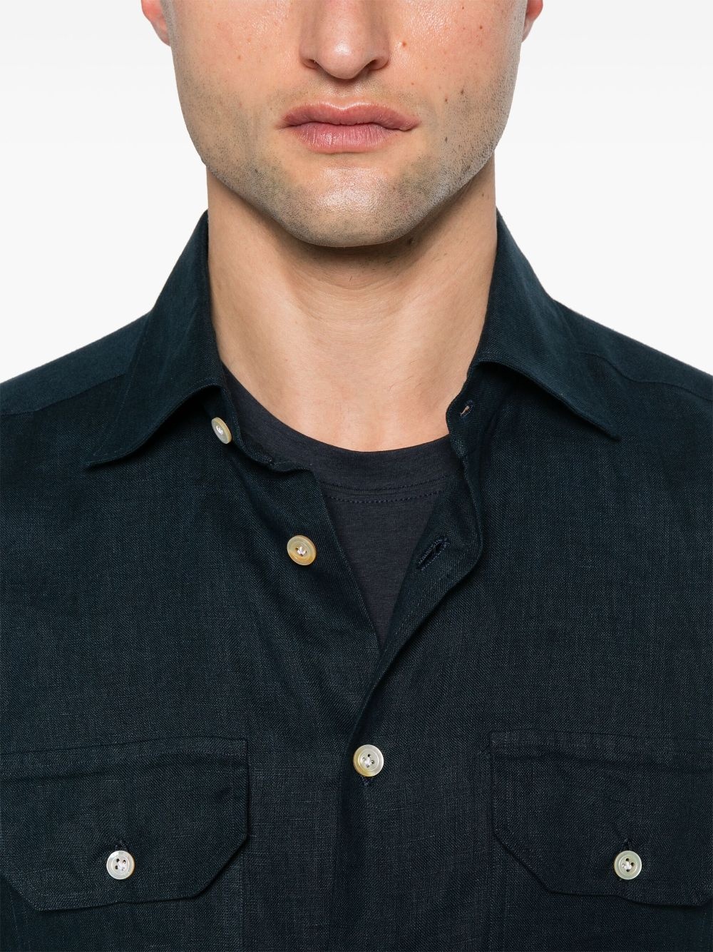 KITON - Kiton Men Navy Blue Shirt - 5