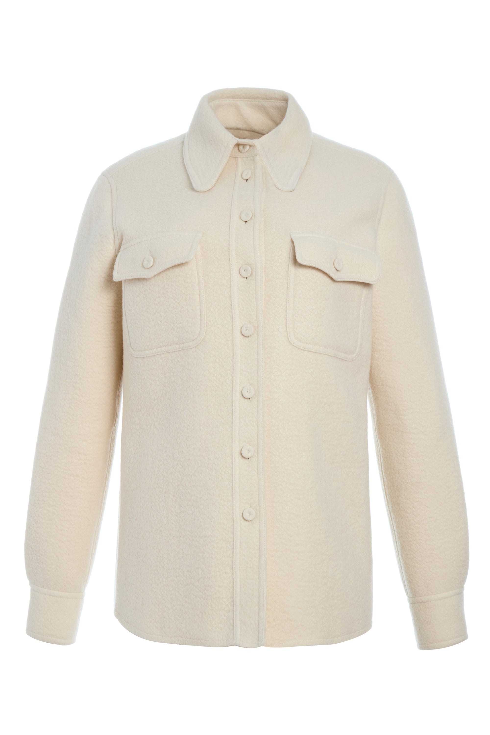 John Austin Shirt in Ivory Double-Face Recycled Cashmere Felt - 1