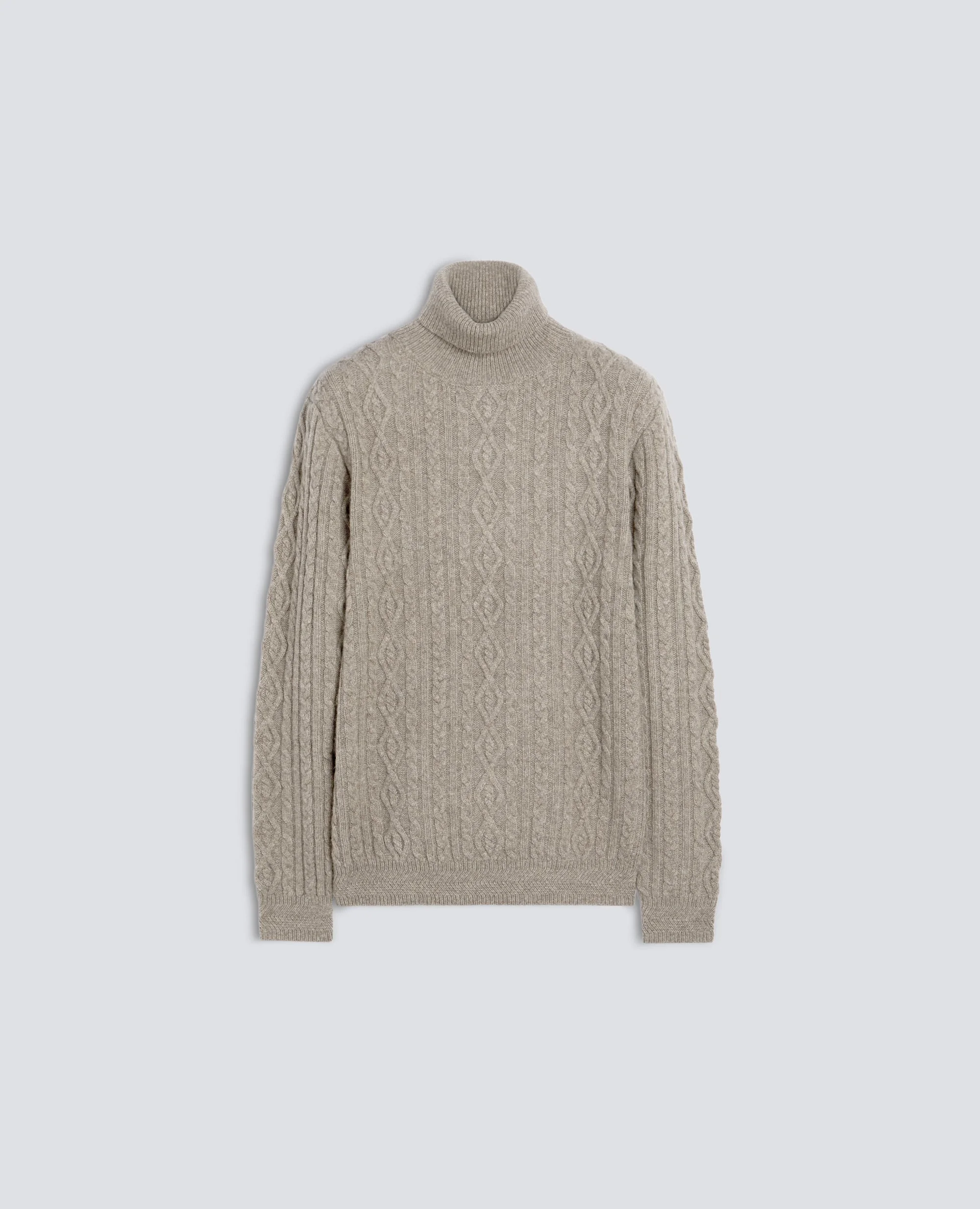 WOOL AND YAK TURTLENECK JUMPER WITH CABLE AND ARGYLE KNIT - 1