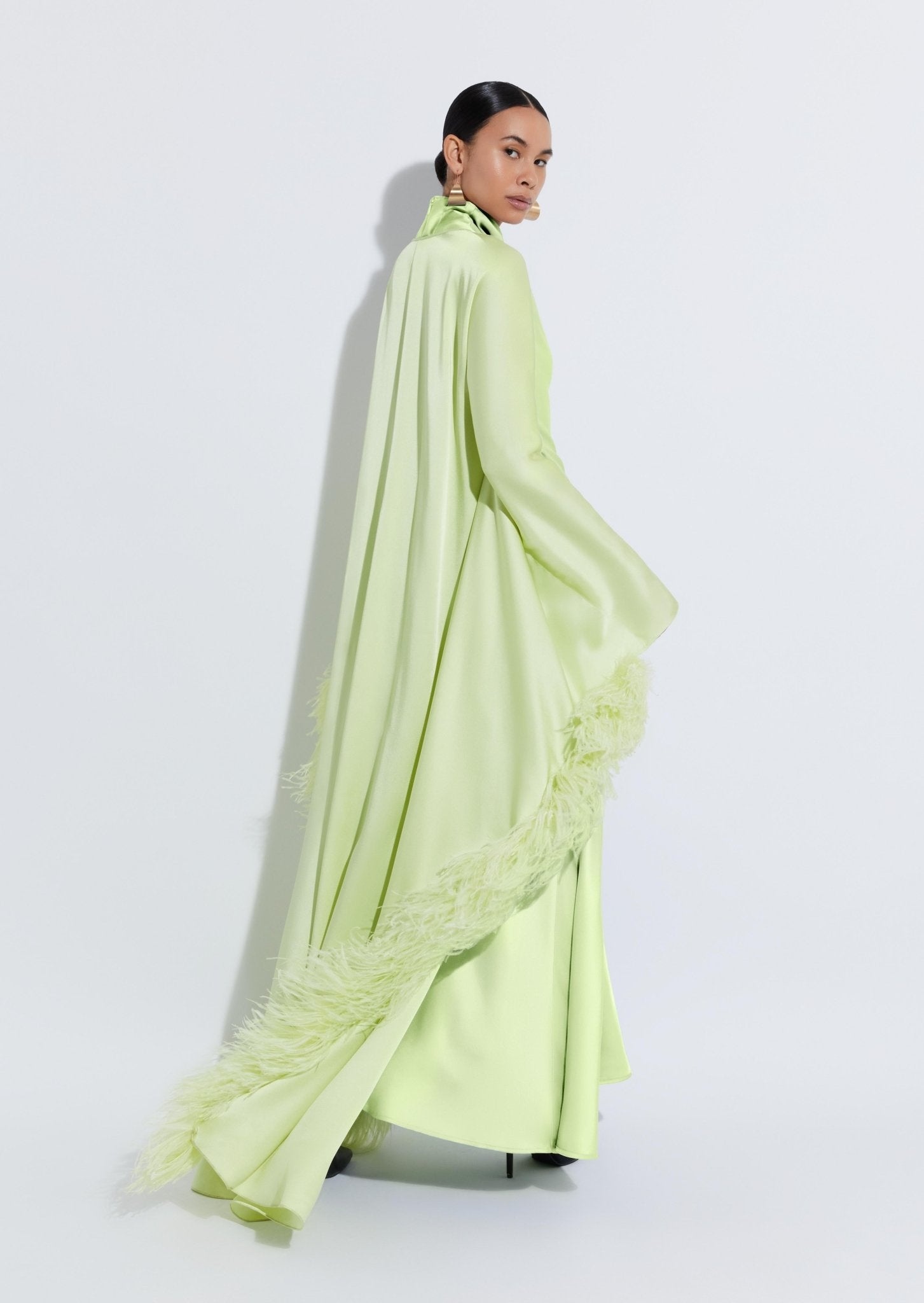 Satin Feather Caftan - 3