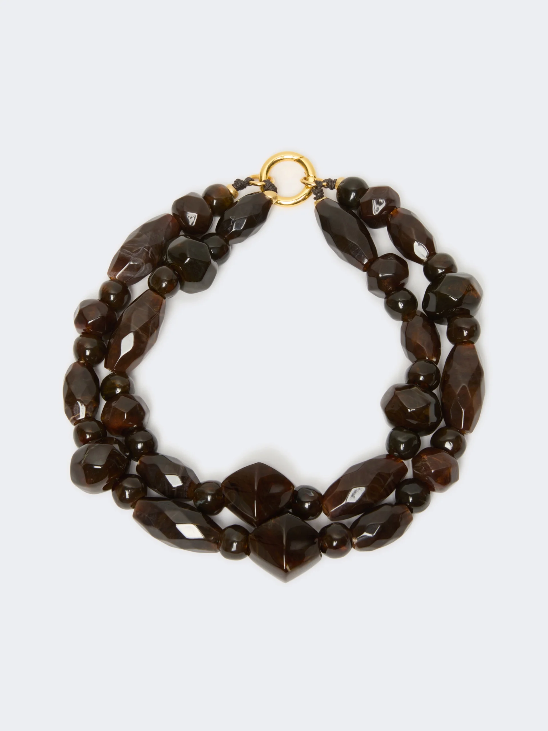 DARSENA Double-wrap resin necklace - DARK BOWN - 1