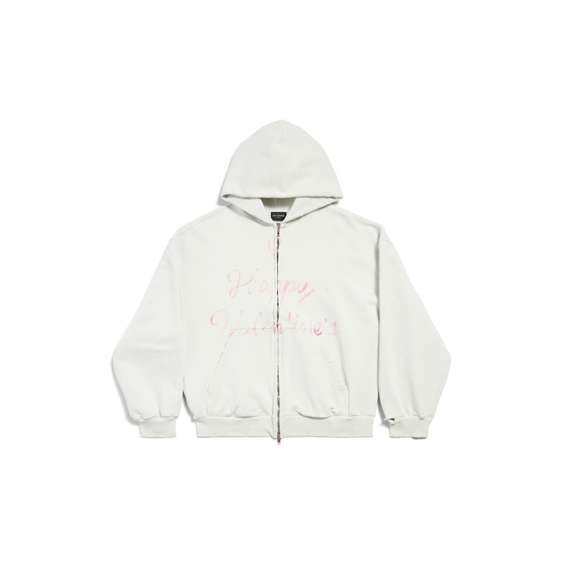 Women's Lipstick Valentines Zip-up Hoodie 일반 흰색에 적합 - 1