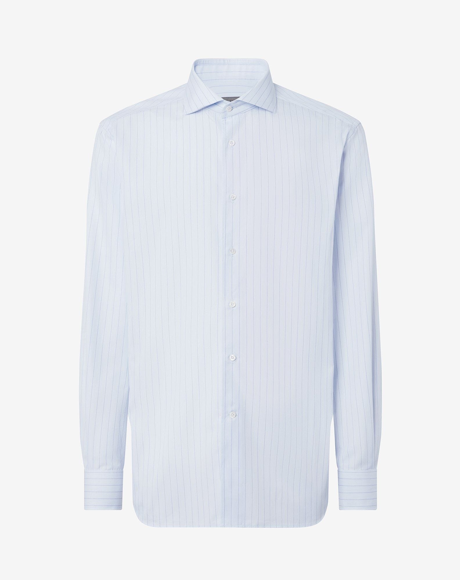 Cotton shirt with light blue and blue stripes - 1