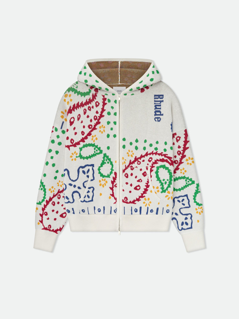 MULTI BANDANA KNIT ZIP UP HOODIE 1