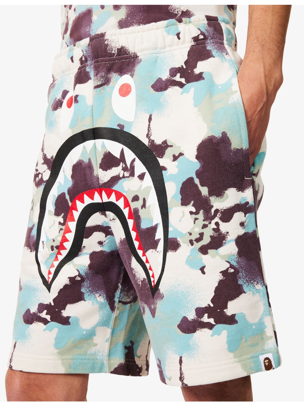 Shark-Graphic Camo Cotton-Jersey Sweat Shorts - 5