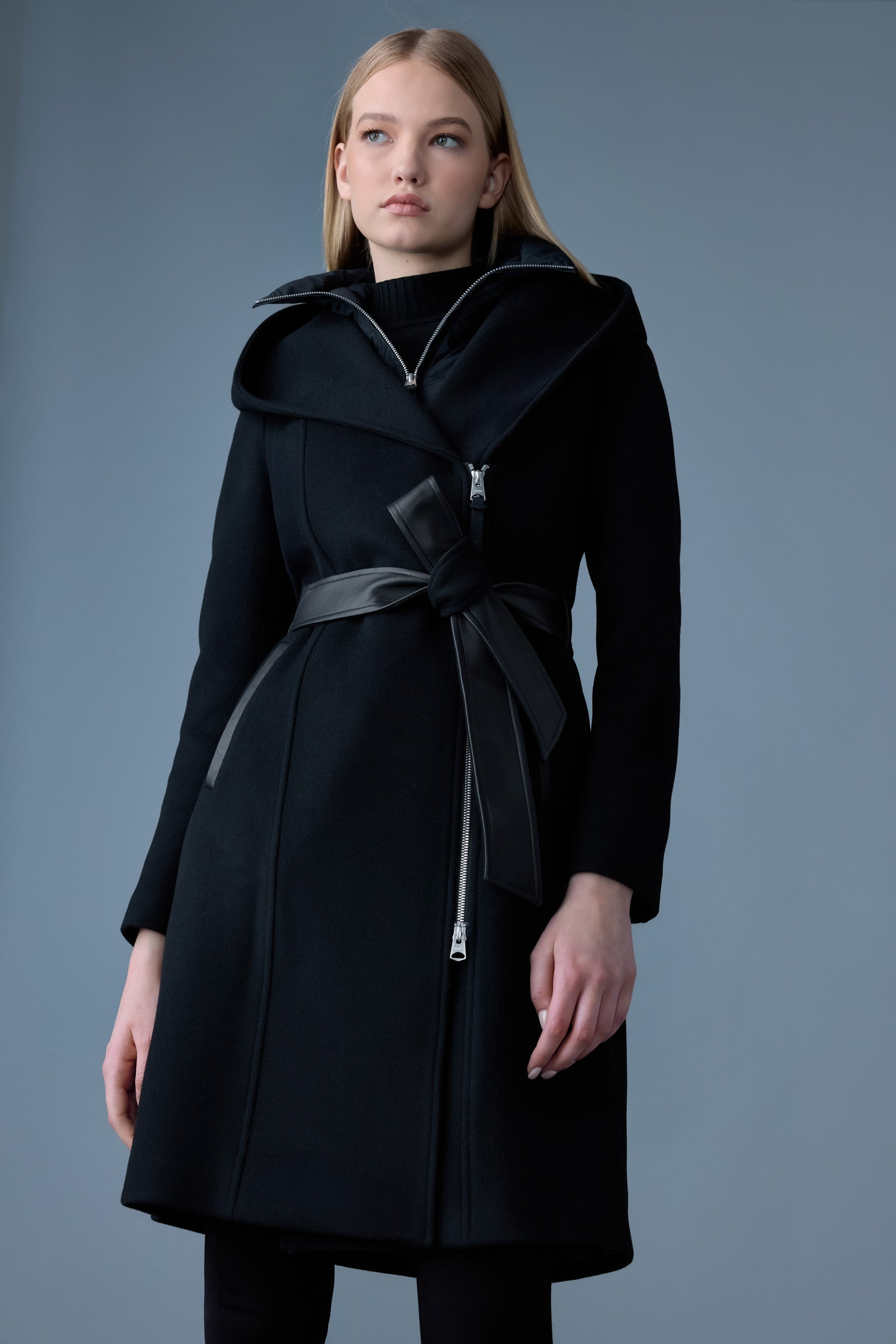 SHIA-SLB 2-in-1 double-face wool coat with removable bib - 5