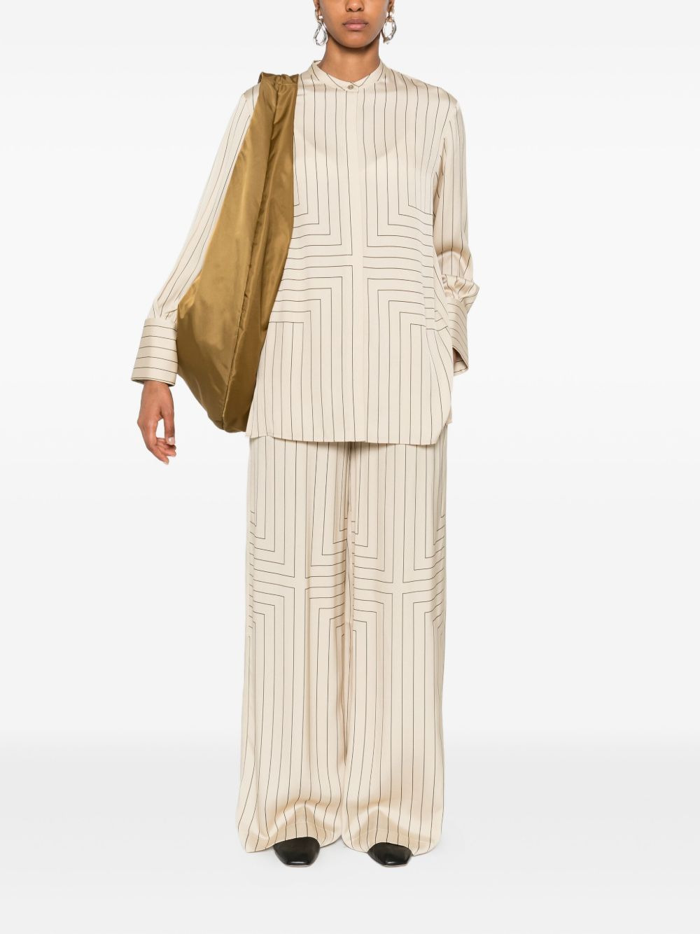 pinstripe geometric trousers - 2
