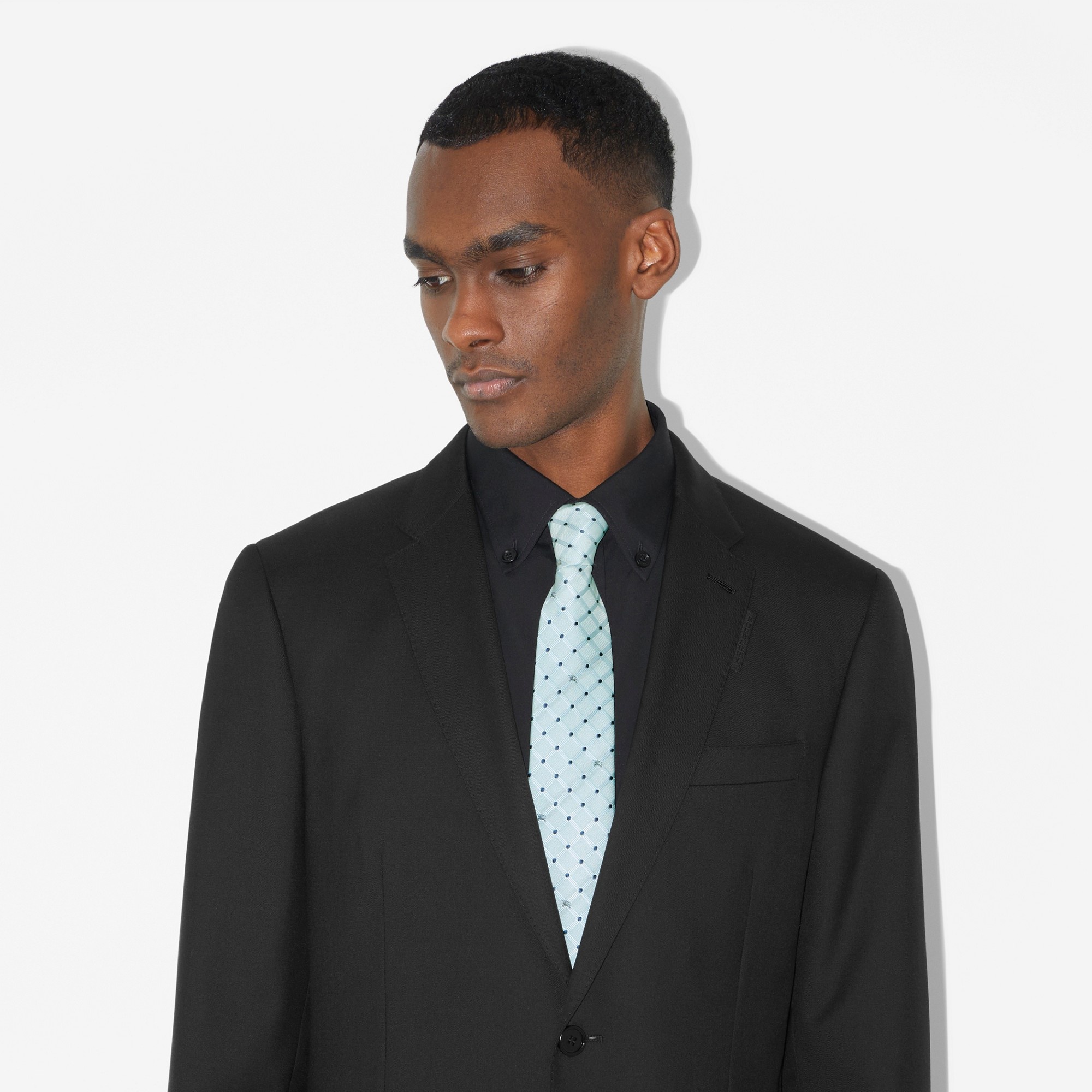 Black suit hot sale with burberry tie