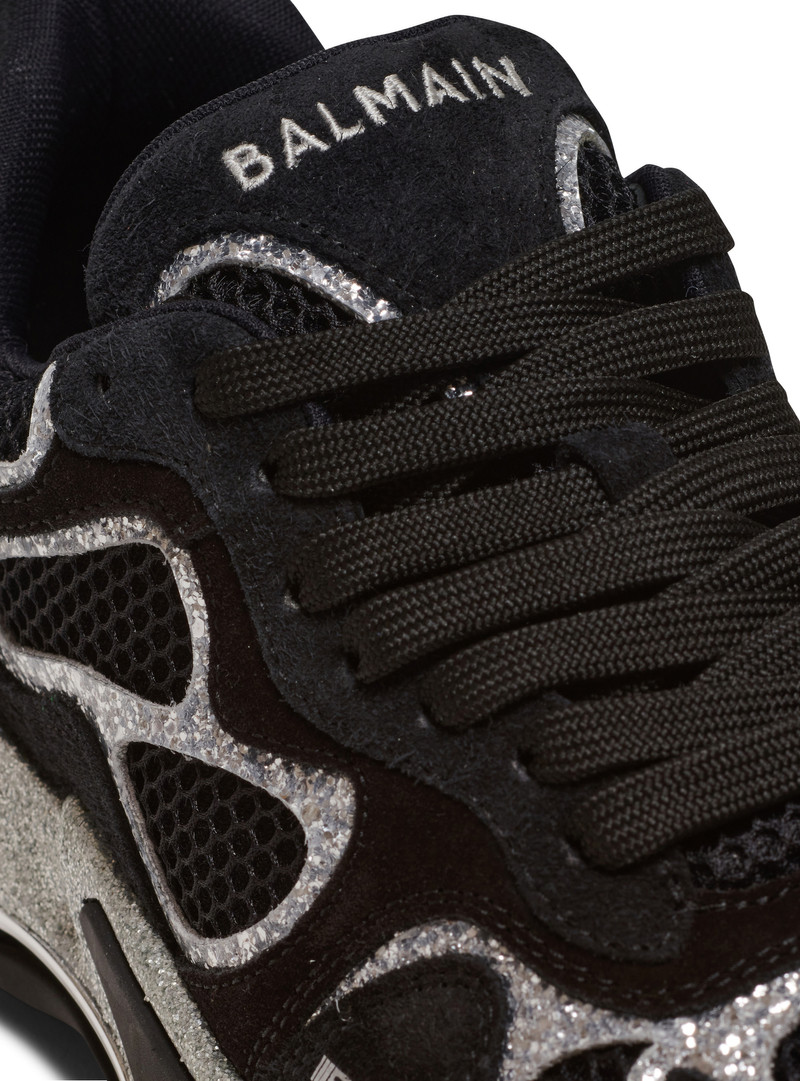Balmain B-East trainers in leather, mesh and glitter outlook
