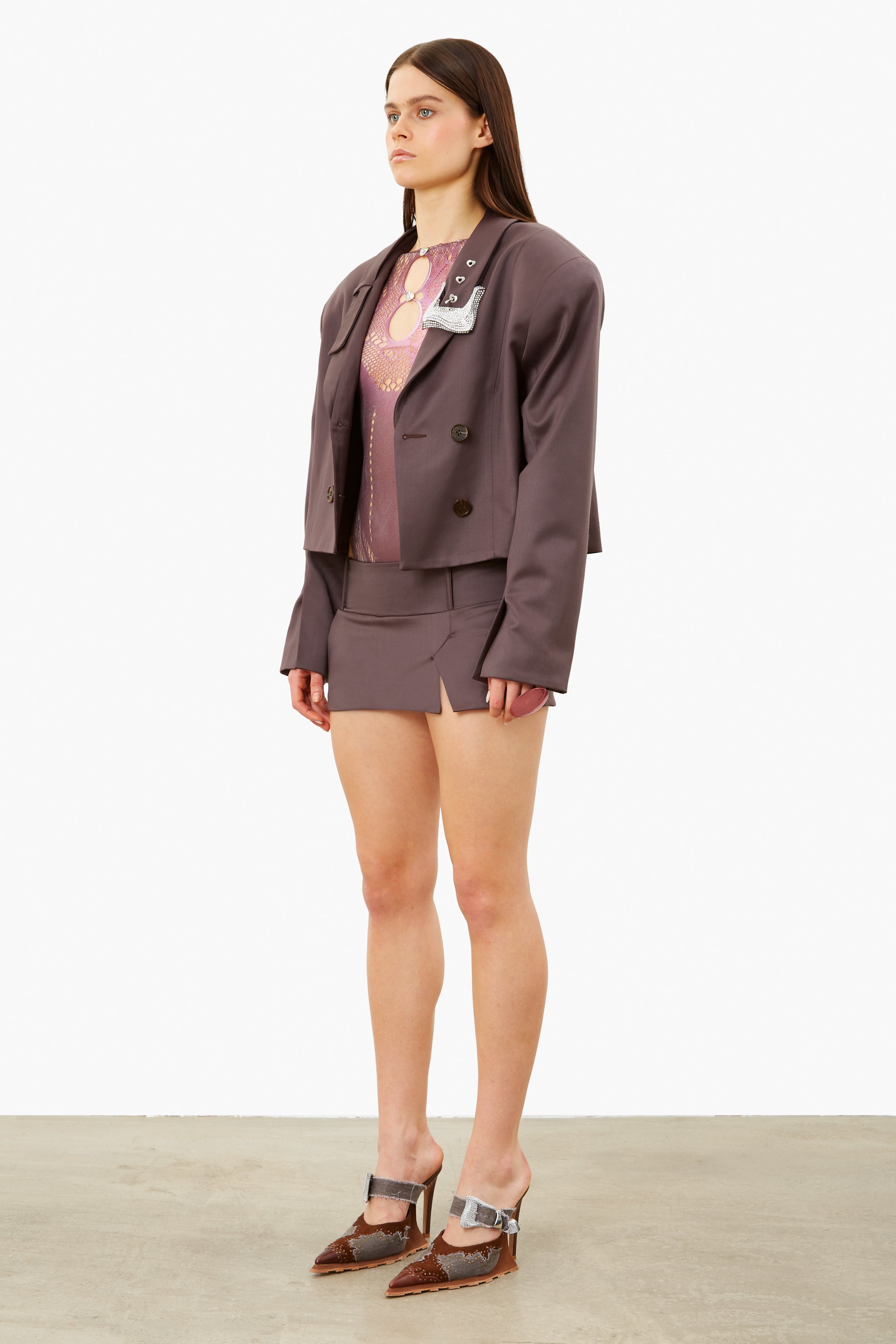 SUZAN CROPPED BLAZER TOBACCO - 6