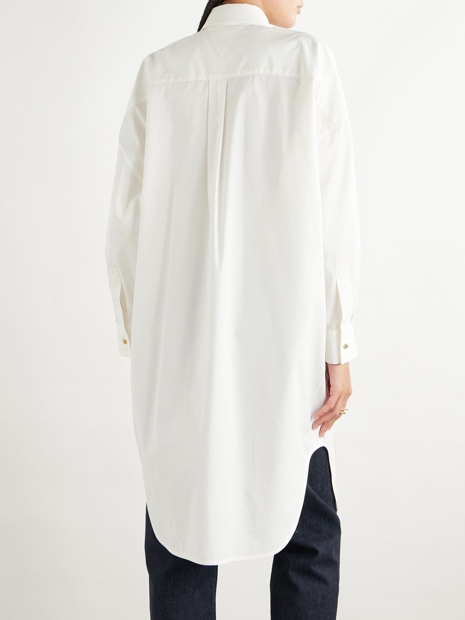 Cotton-blend poplin tunic Cream - 4