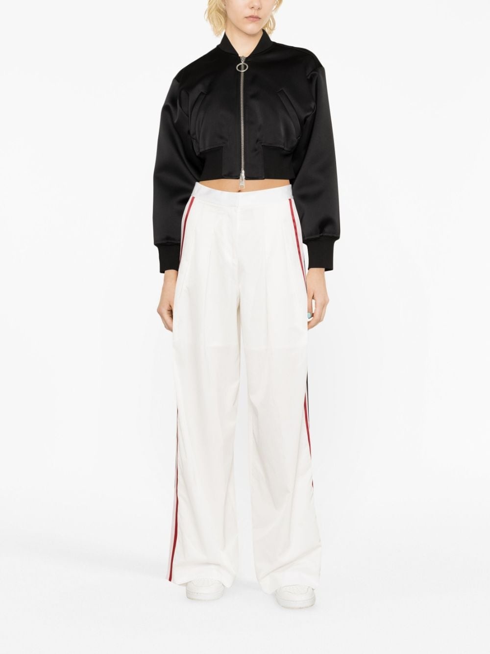 stripe-detail high-waisted trousers - 2