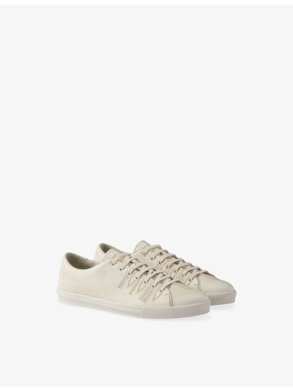 Aged-Effect Leather Trainers - 3
