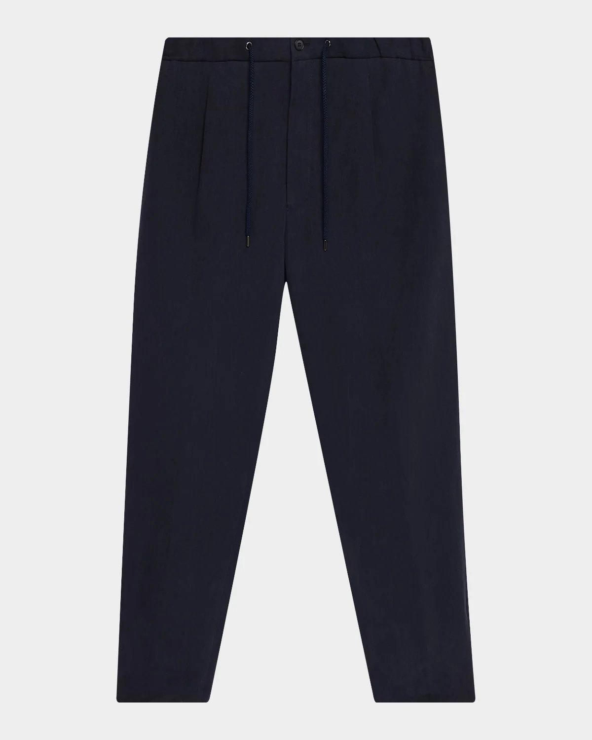Men's Single-Pleat Linen Canvas Trousers - 1