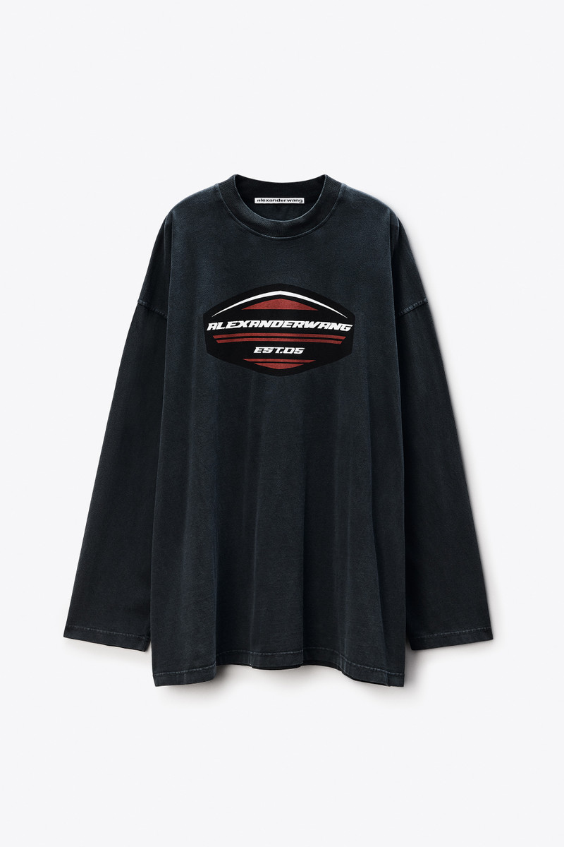 Long Sleeve Shield Graphic Tee in Jersey Oversized 1