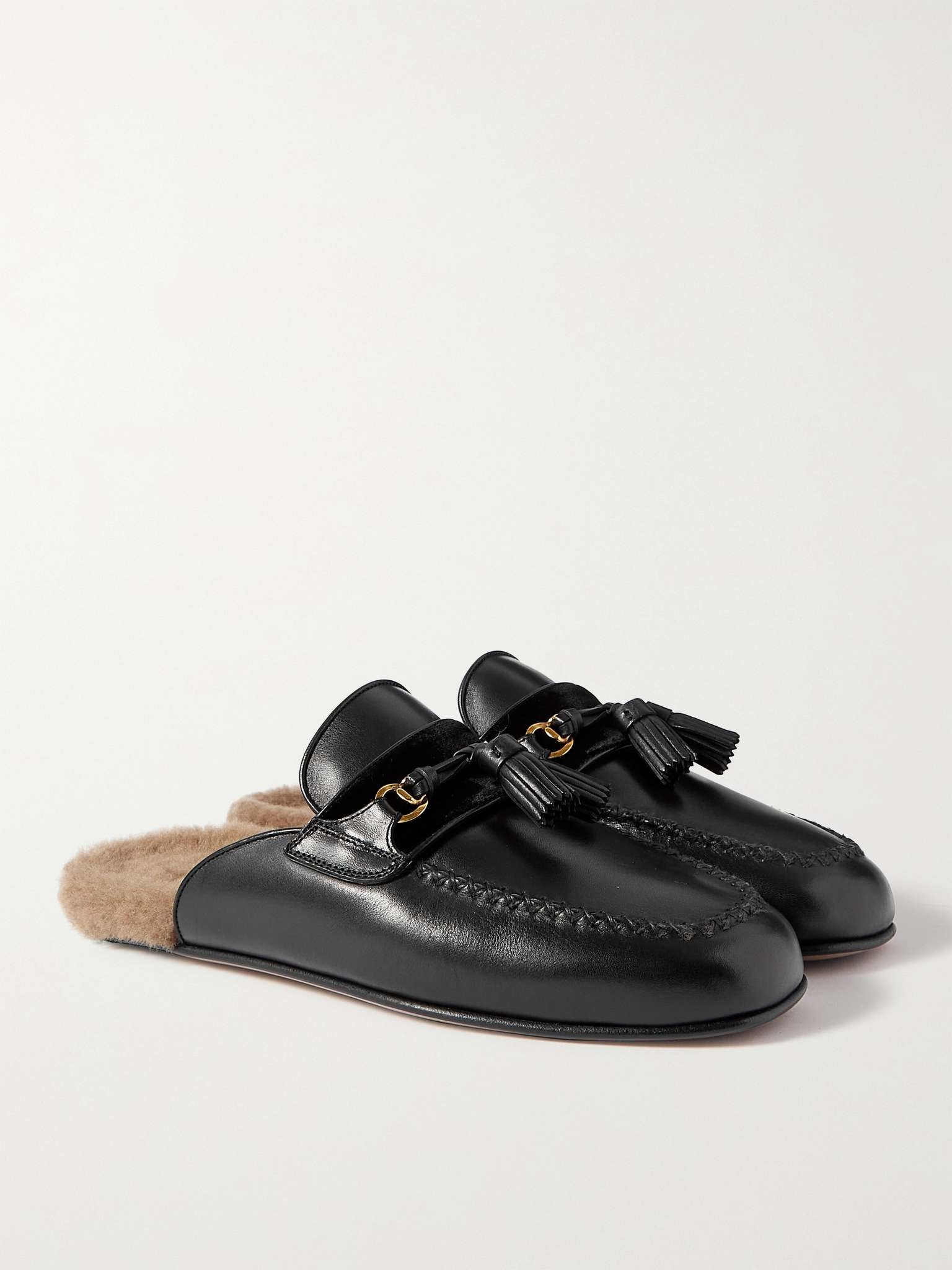 Stephan Shearling-Lined Leather Tasselled Backless Loafers - 4