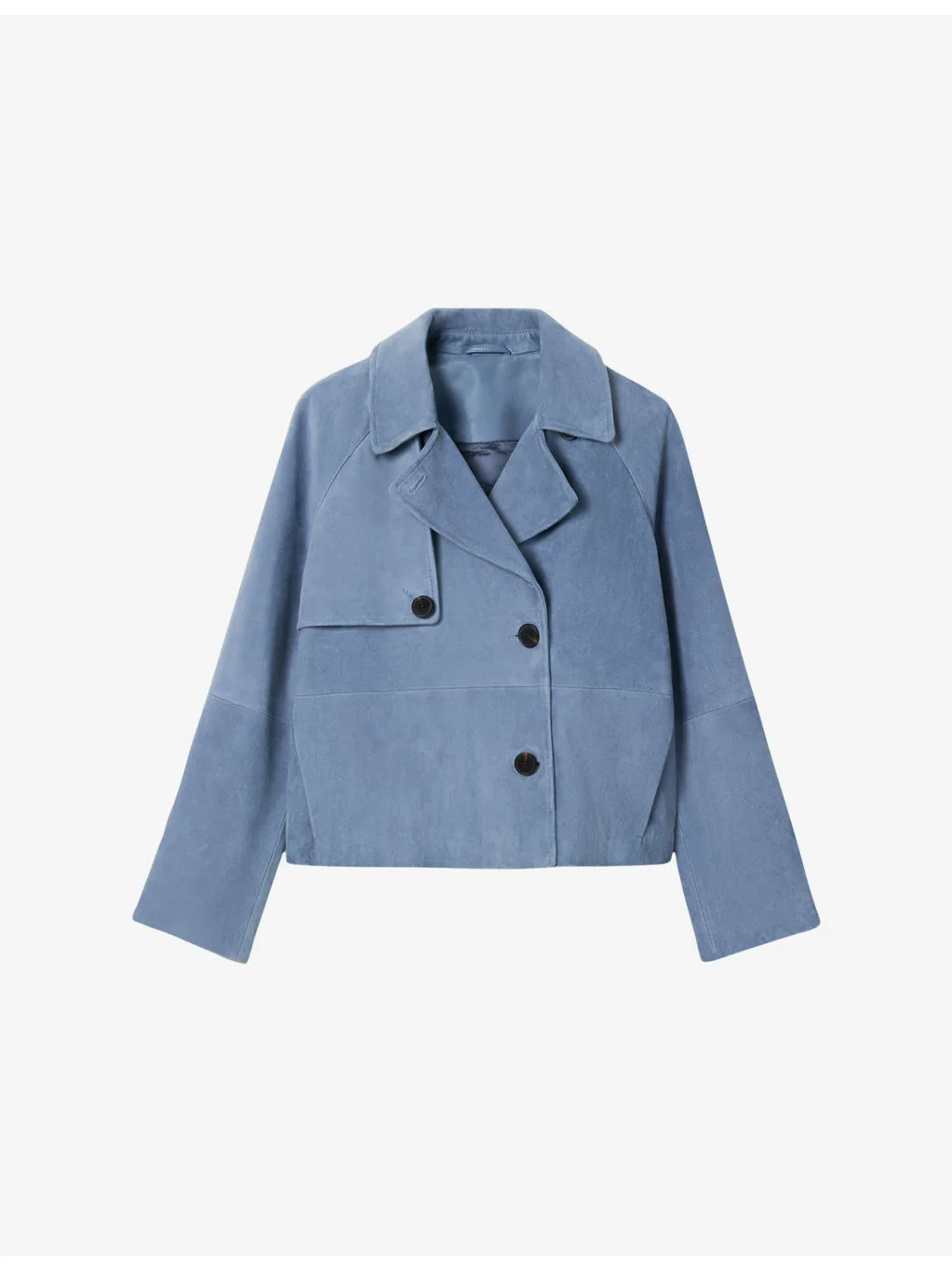Double-Breasted Suede Trench Jacket - 1