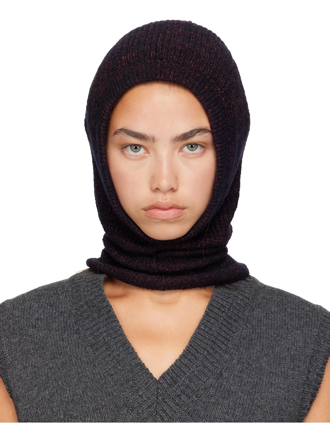 Burgundy Wool Cotton Balaclava - 1