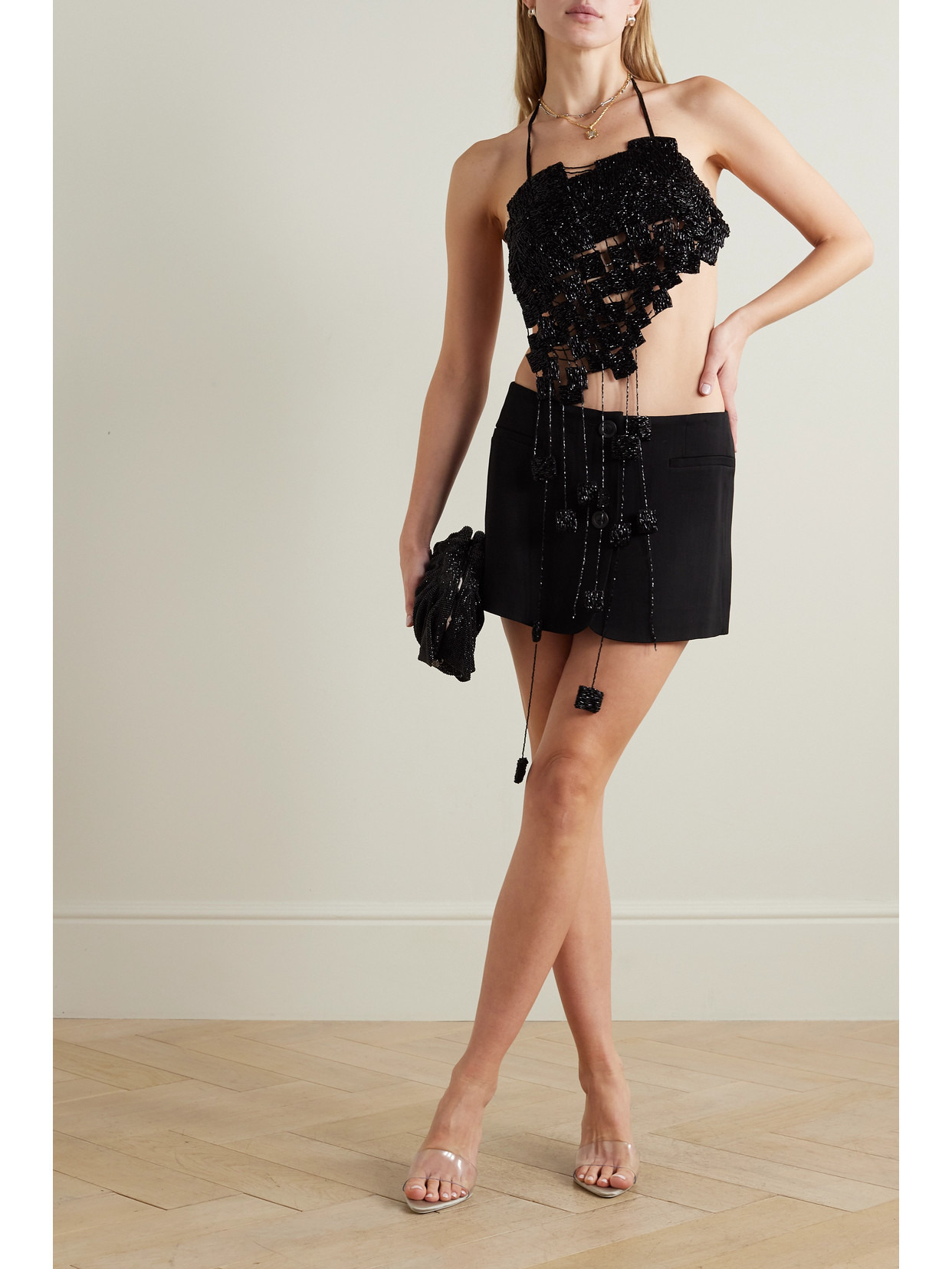 Margaux Cutout Bead-embellished Silk Top - 2