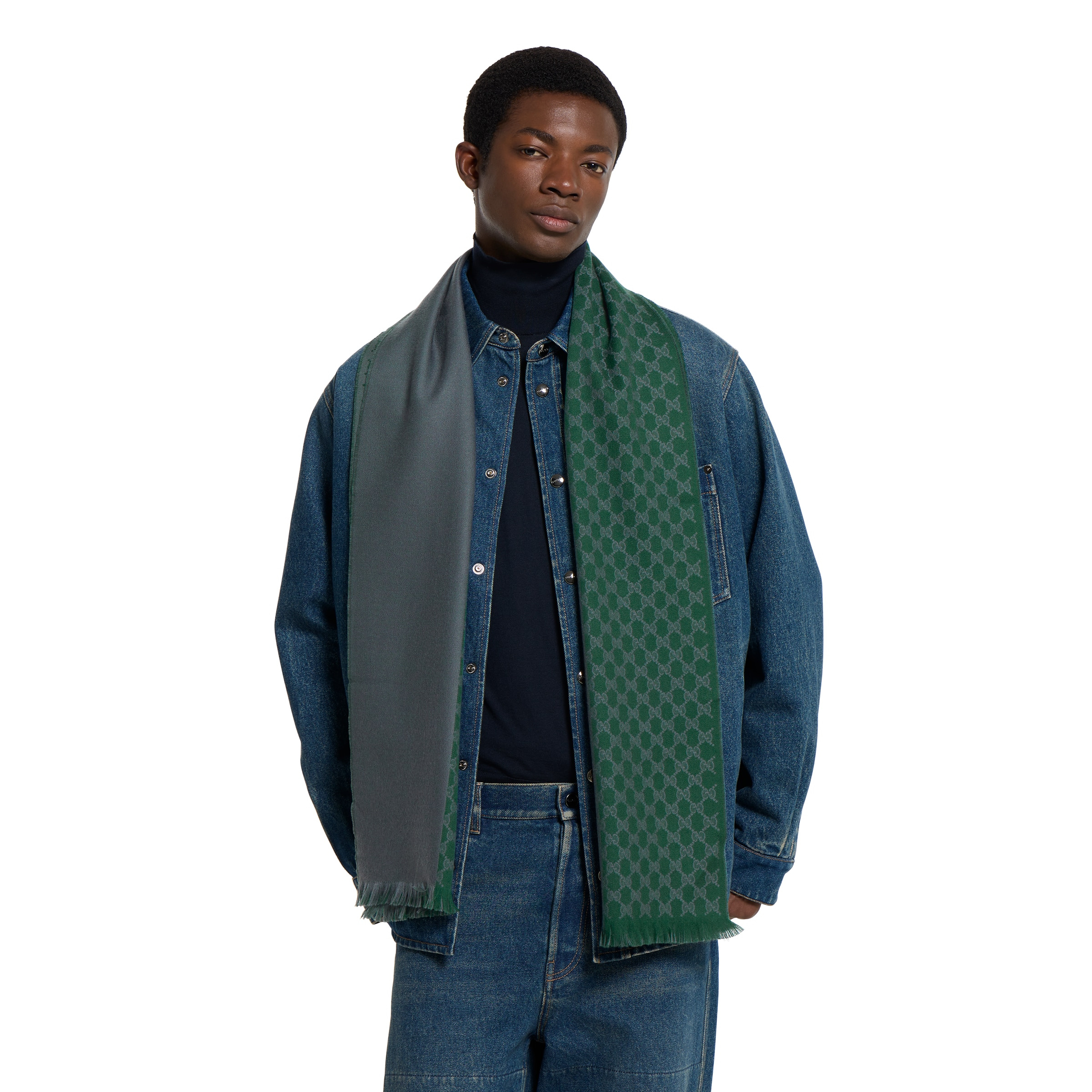 GG wool jacquard scarf - 3