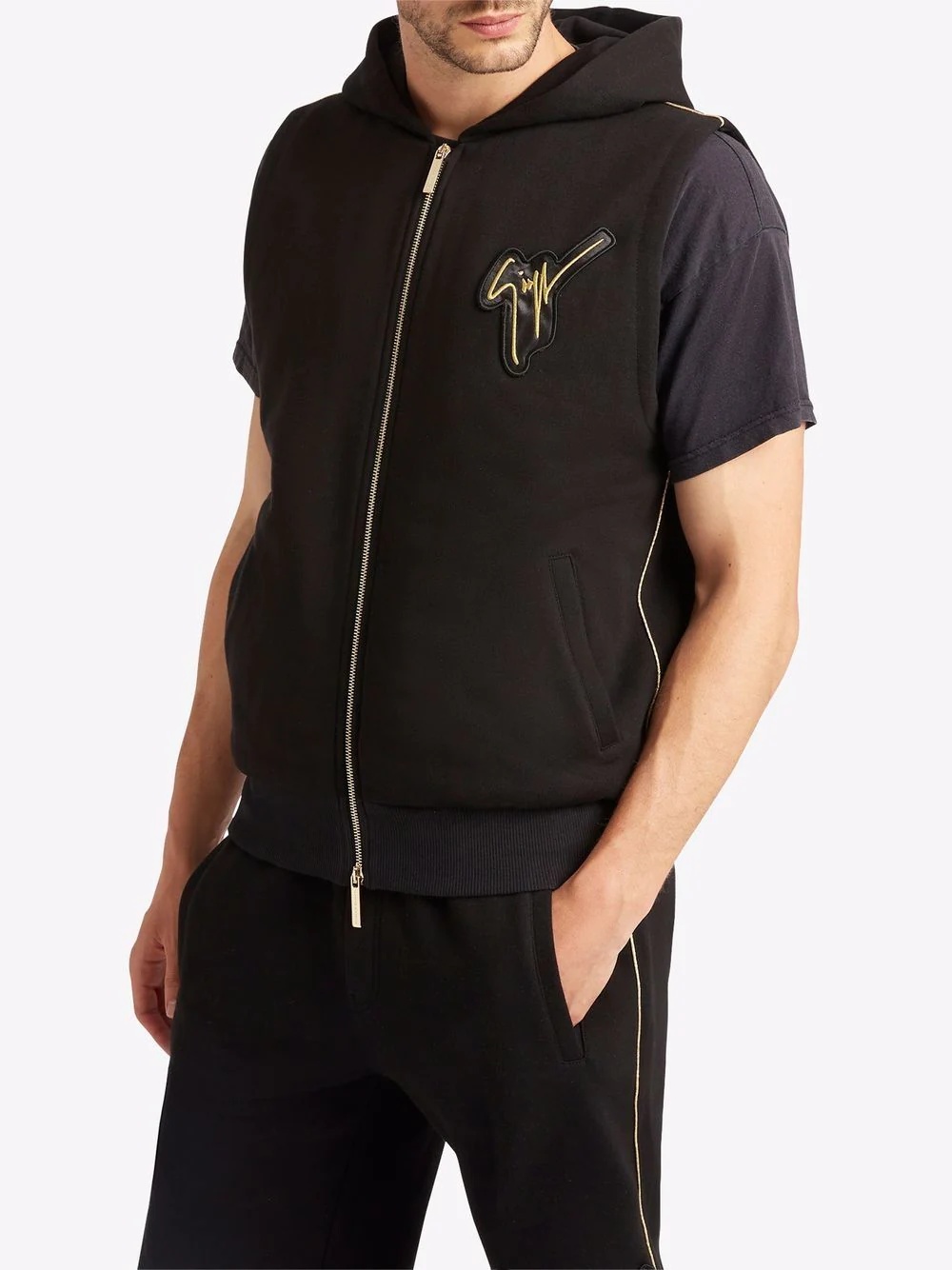 sleeveless zip-front hoodie - 3