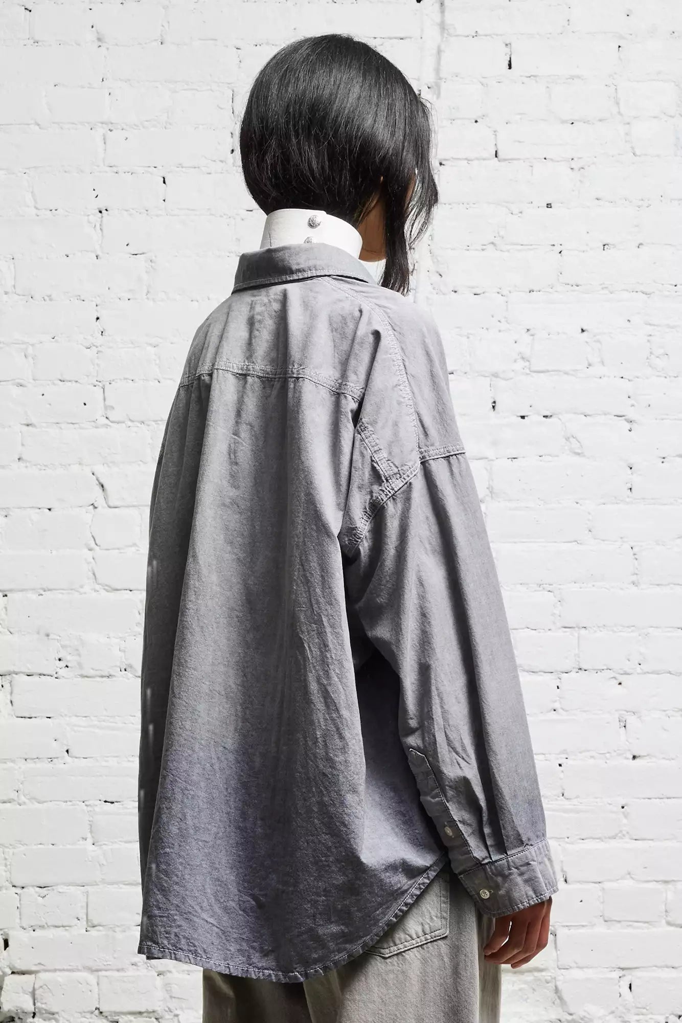 LONG SLEEVE BUTTON-UP - BLACK CHAMBRAY - 4