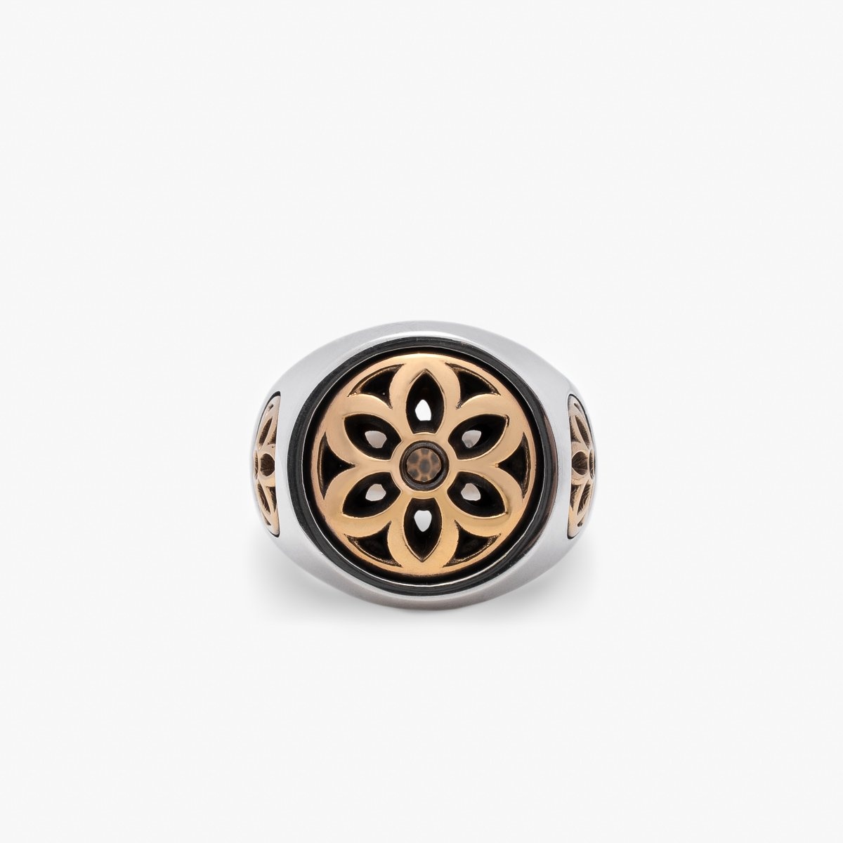 RS-CLB-Y-MED GOOD ART HLYWD Club Ring Two Tone Size Medium - Sterling Silver w/ Gold Rosettes - 3
