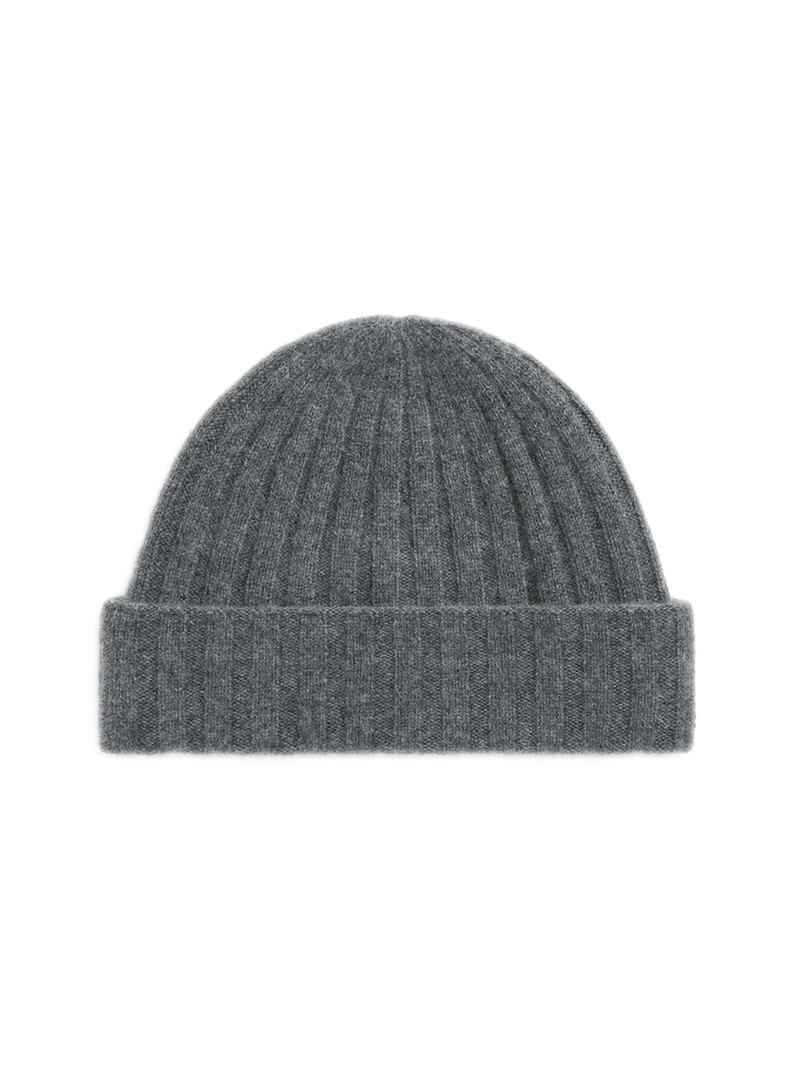 Women's Ps24 Rib-Knit Cashmere Beanie - Charcoal Melange 1