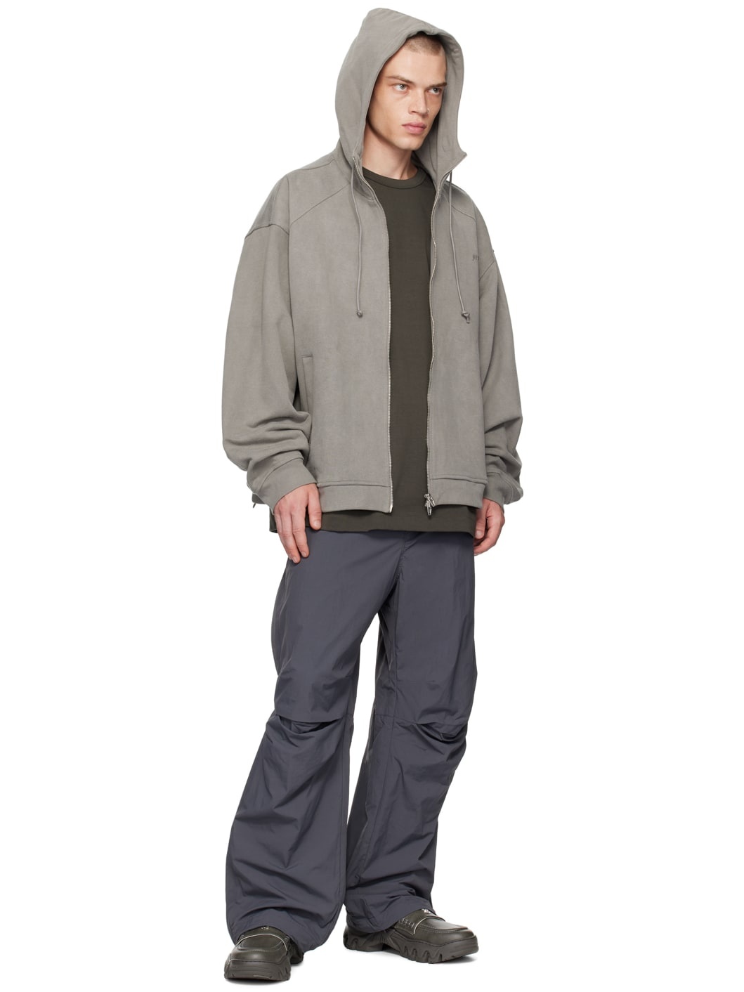 Gray Tuck Trousers - 4
