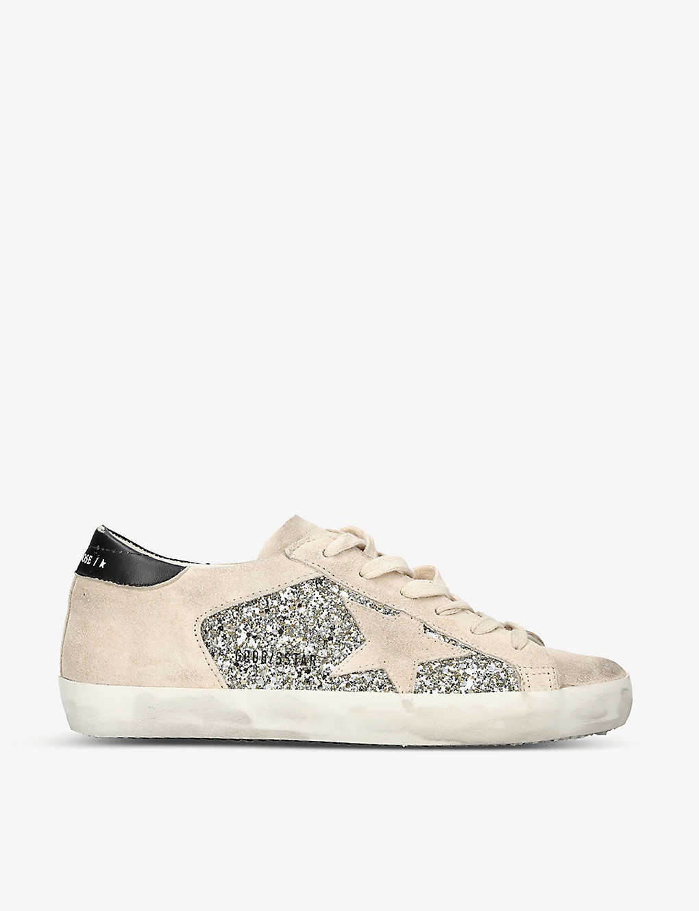 Superstar star-appliqué glitter leather low-top trainers - 1