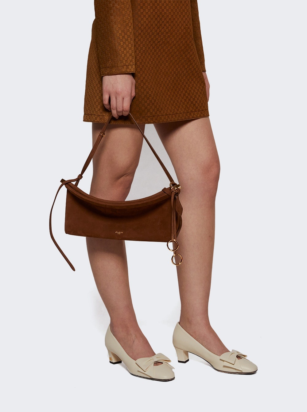Le Click East West Medium Bag In Nubuck Umber - 2