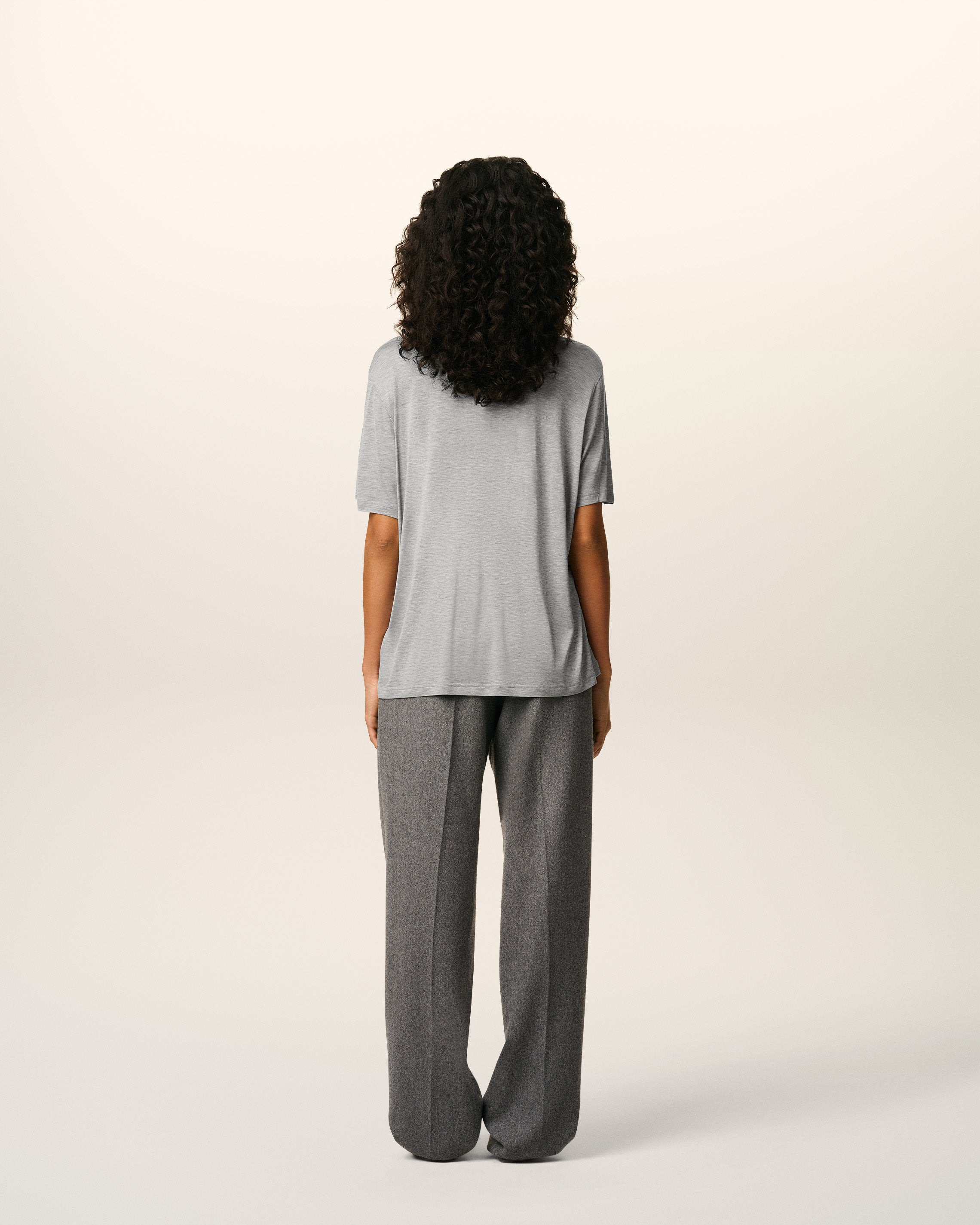 GREY COTTON SHORT SLEEVES T-SHIRT - 5