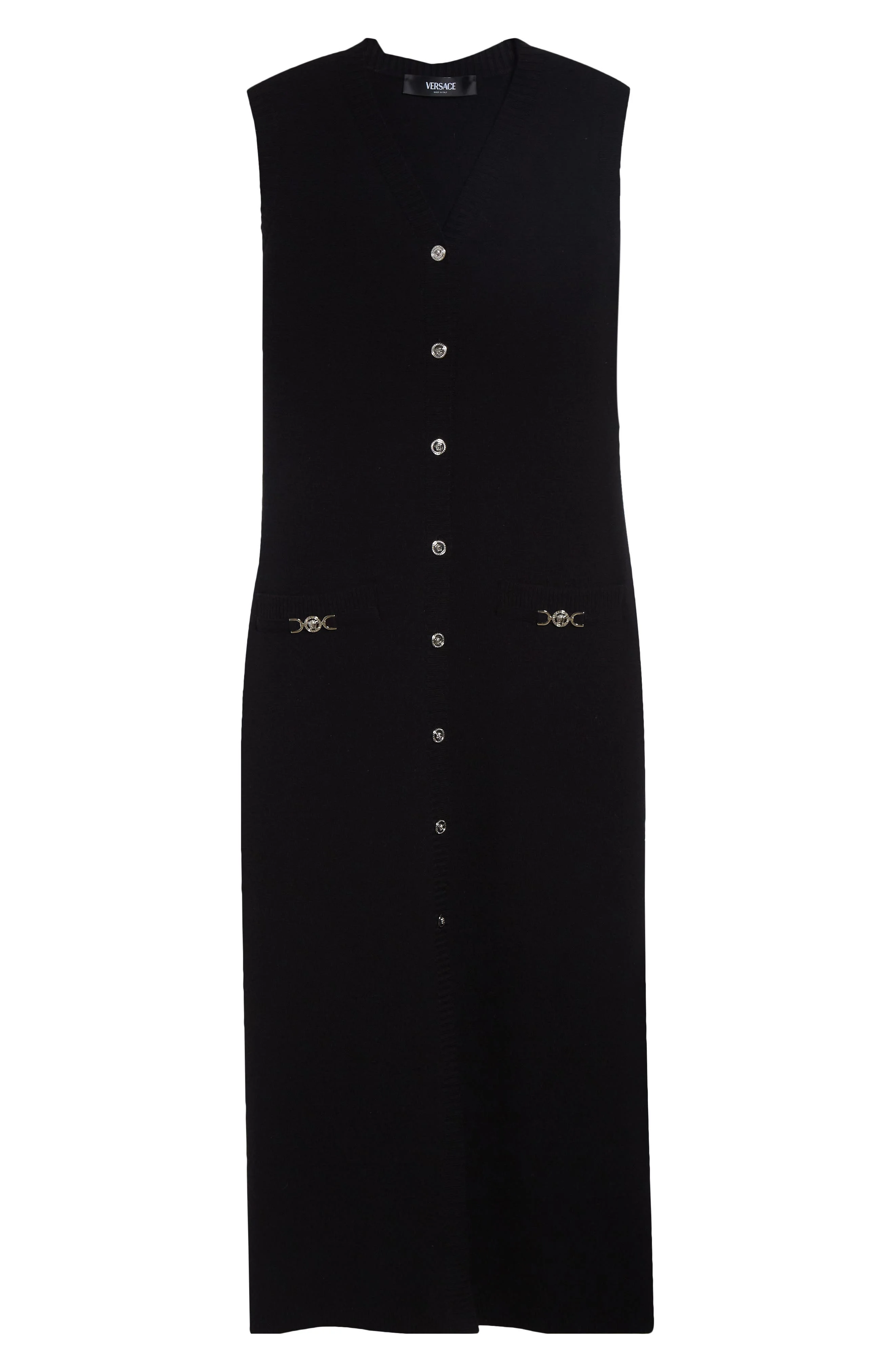 Versace Medusa Sleeveless Virgin Wool & Cashmere Sweater Dress in Black at Nordstrom - 1