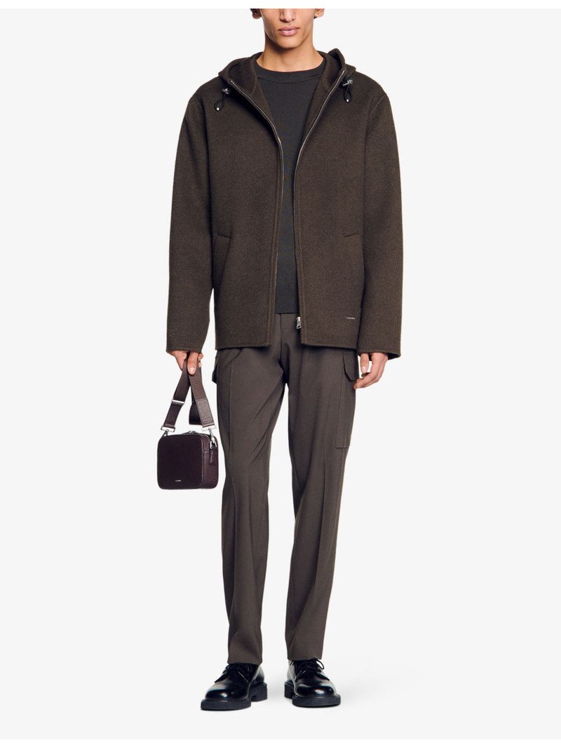 Sandro Toggle-hood regular-fit wool-blend jacket outlook