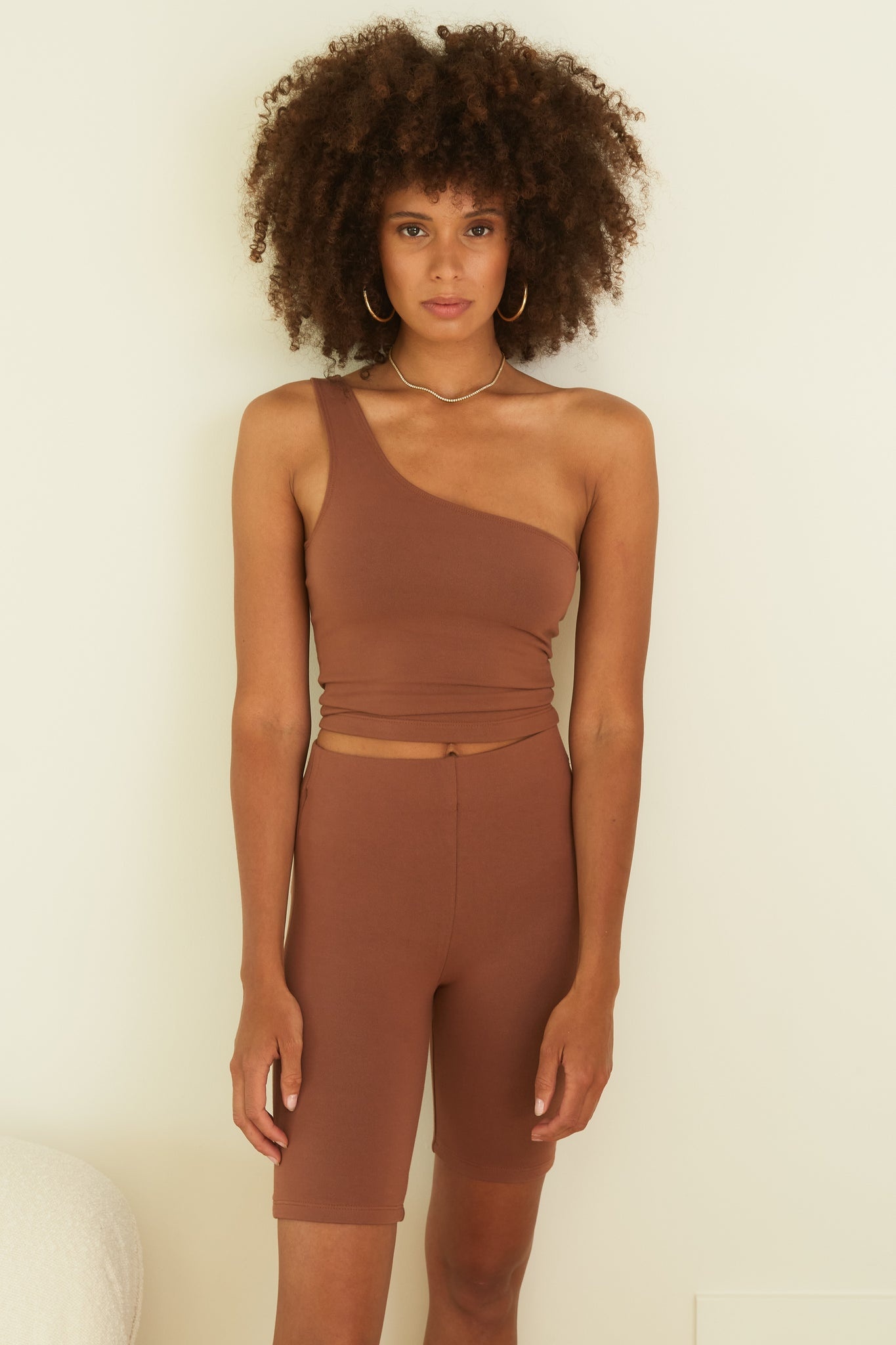 CINNAMON CITY JERSEY ONE SHOULDER TOP - 1