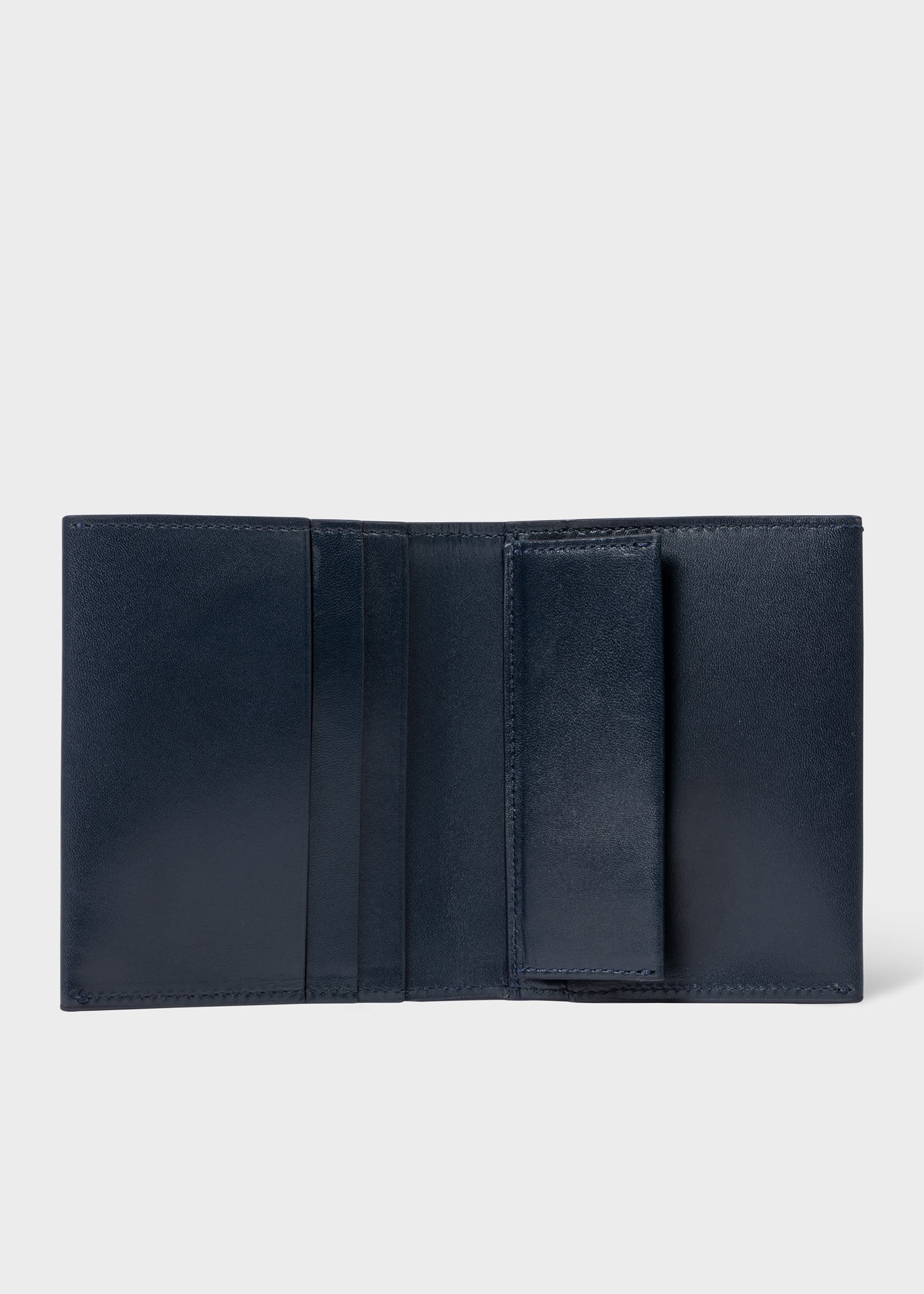 Navy Leather 'Signature Stripe' Compact Billfold Wallet - 3