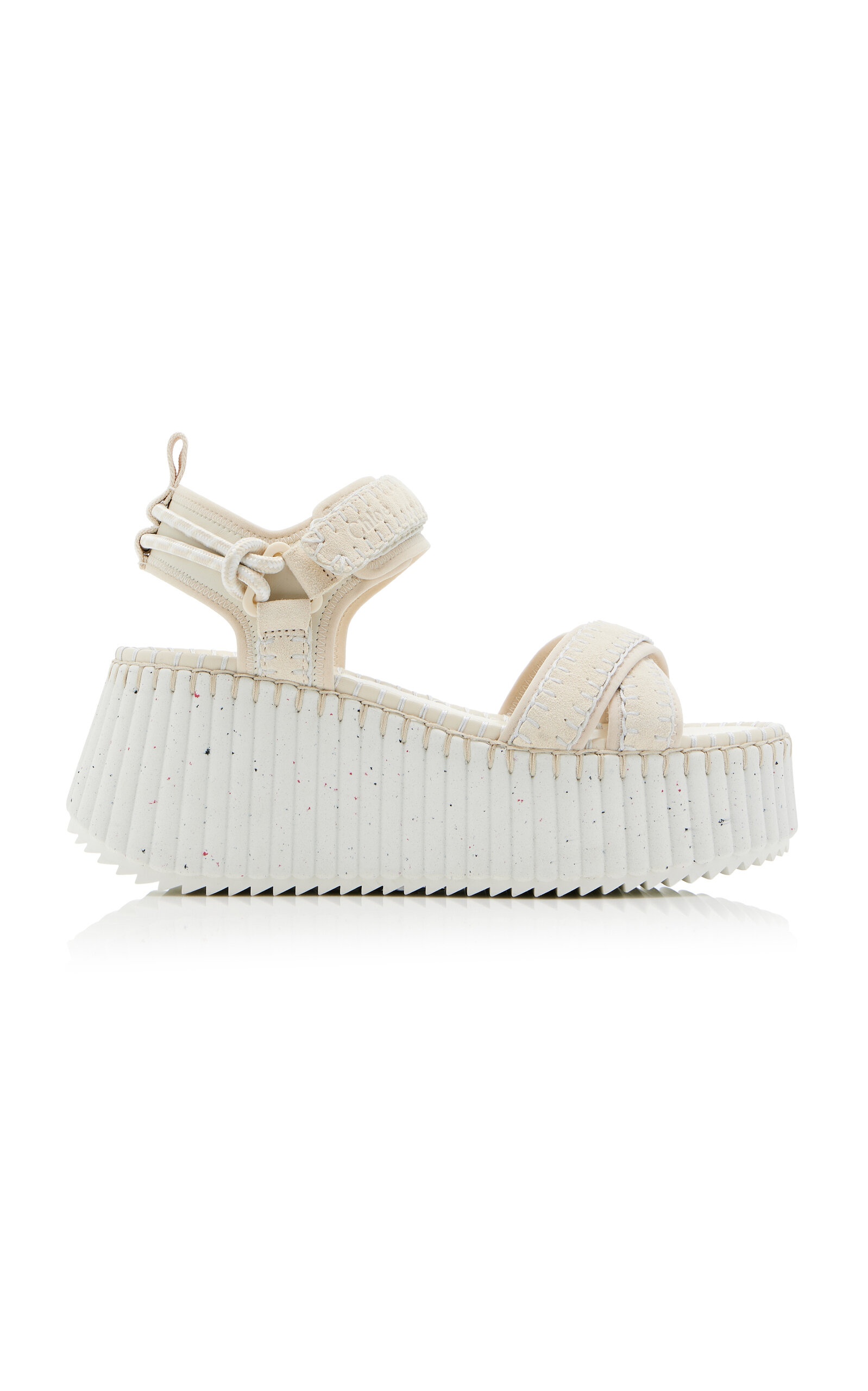 Nama Suede Platform Sandals white - 1