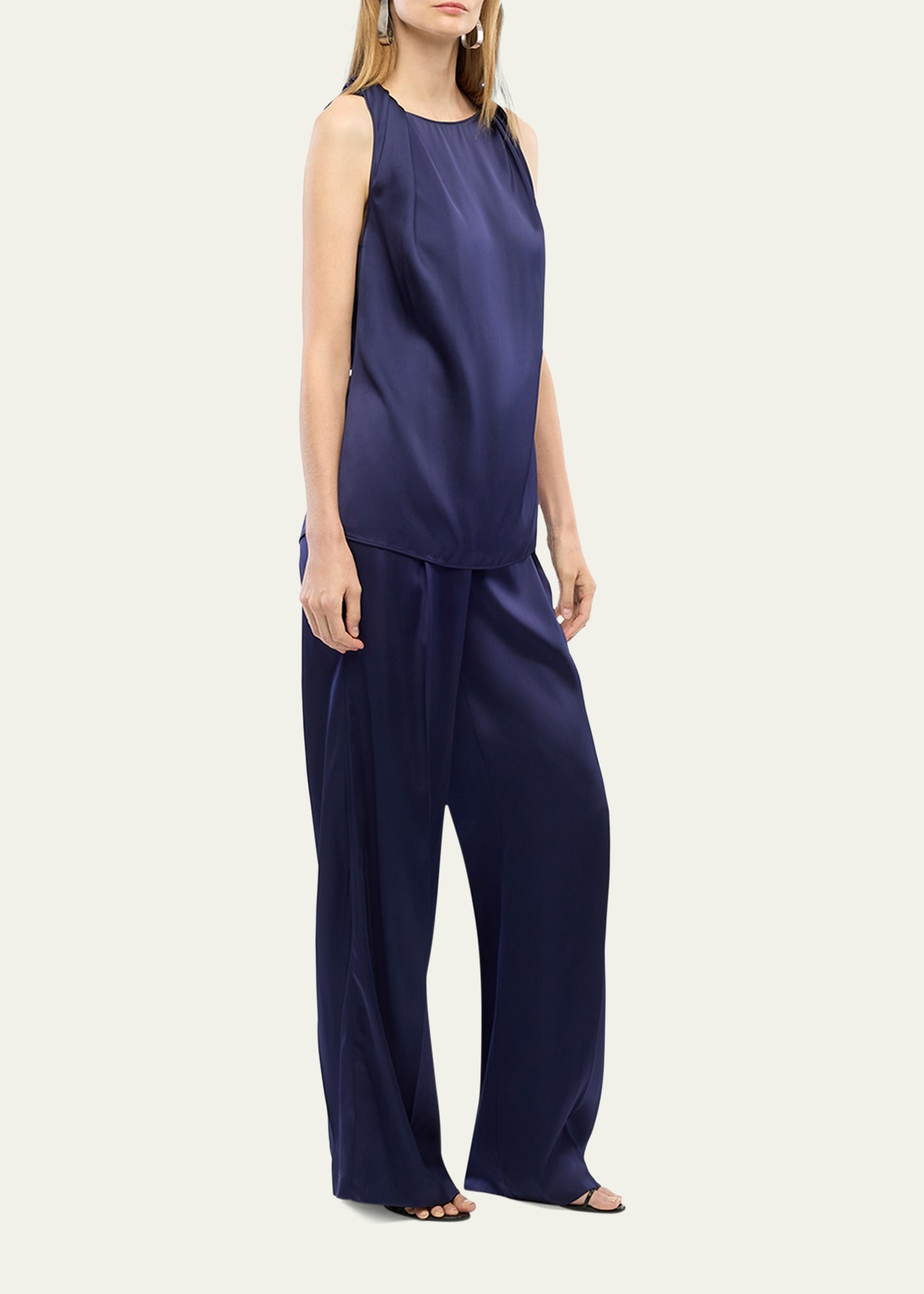 Twisted-Shoulder Satin Tank Top - 4