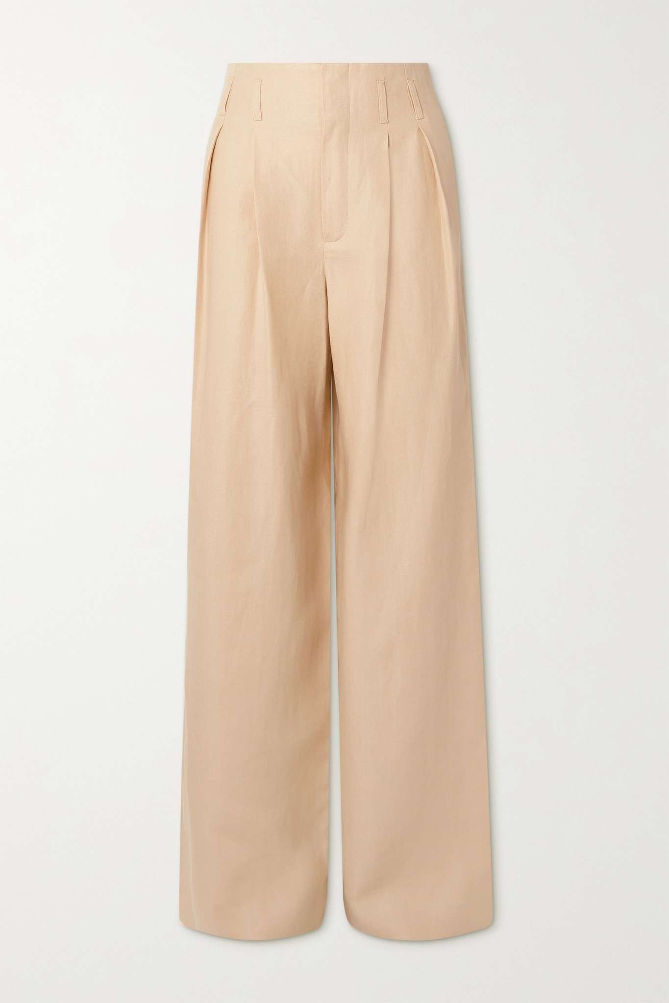 Antigua pleated linen-twill wide-leg pants - 1